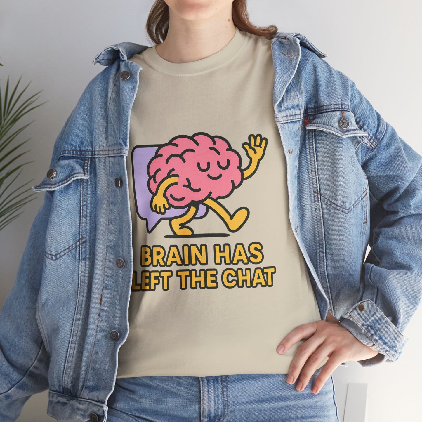 Brain Has Left The Chat T-Shirt, Funny Walking Brain Tee, Quirky Meme Shirt, Digital Humor, Gen Z Gift, Casual Unisex Graphic Top