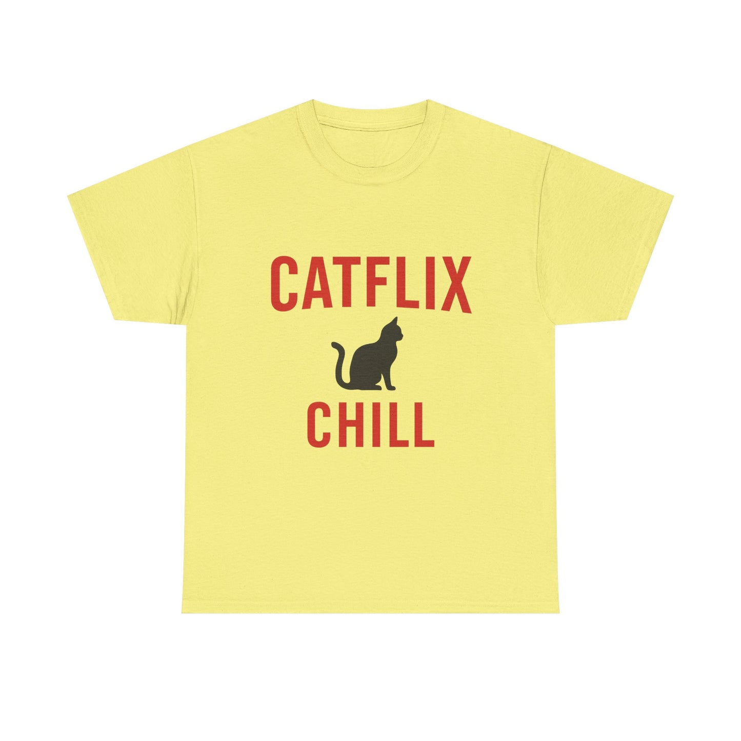 Catflix & Chill T-Shirt – Funny Cat Meme Shirt – Cozy Netflix Parody Tee – Unisex Cat Lover Gift