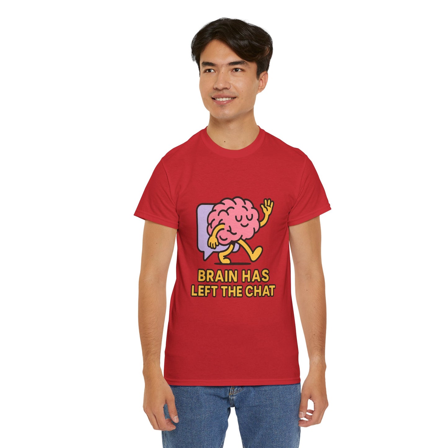 Brain Has Left The Chat T-Shirt, Funny Walking Brain Tee, Quirky Meme Shirt, Digital Humor, Gen Z Gift, Casual Unisex Graphic Top