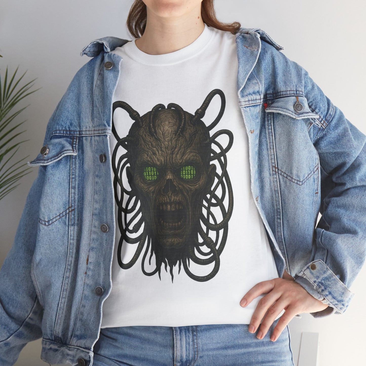 Neural Wraith T-Shirt, Gothic Horror Tee, Sci-Fi Skull Shirt, Cyberpunk Unisex Graphic, Dark Techwear