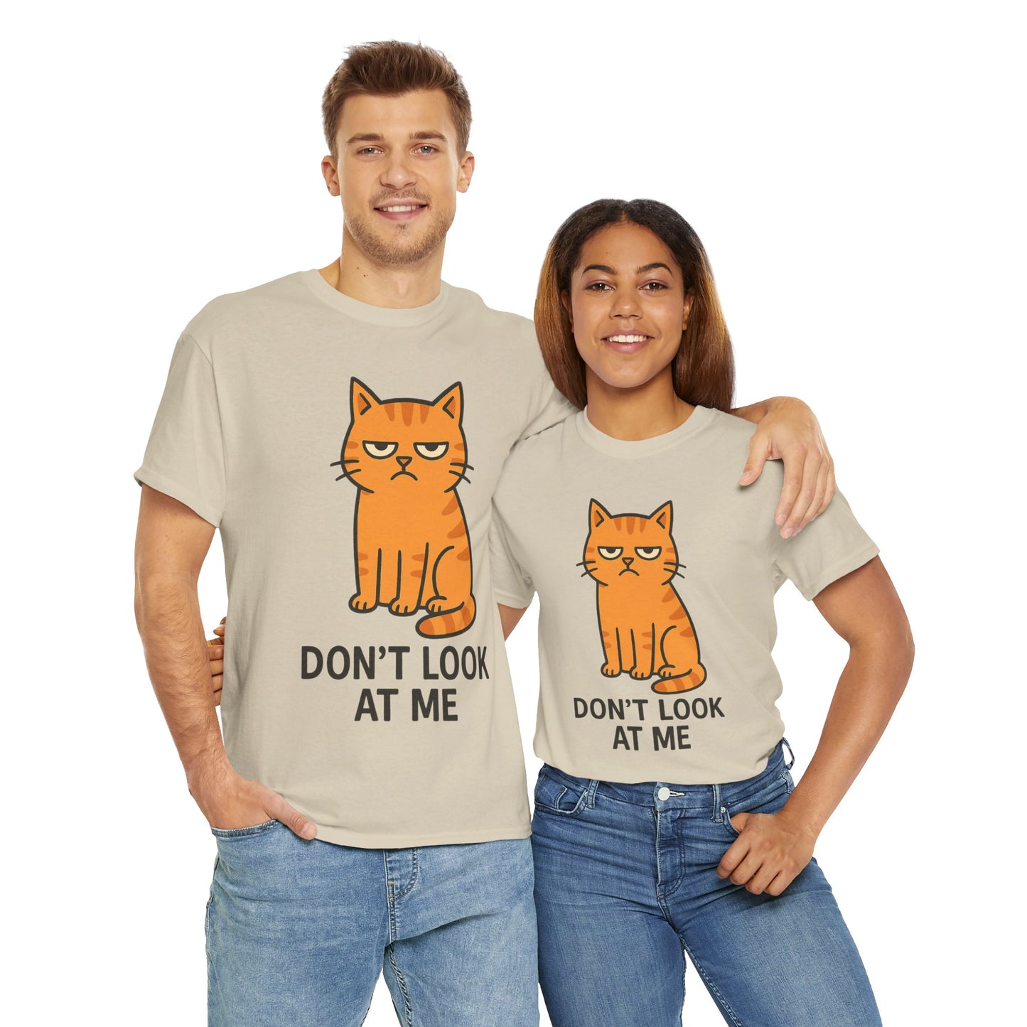 Grumpy Cat Tee - Don't Look At Me Shirt, Funny Gift for Cat Lovers, Unisex Graphic T-Shirt, Sassy Feline Humor, Casual Pet Lover Apparel
