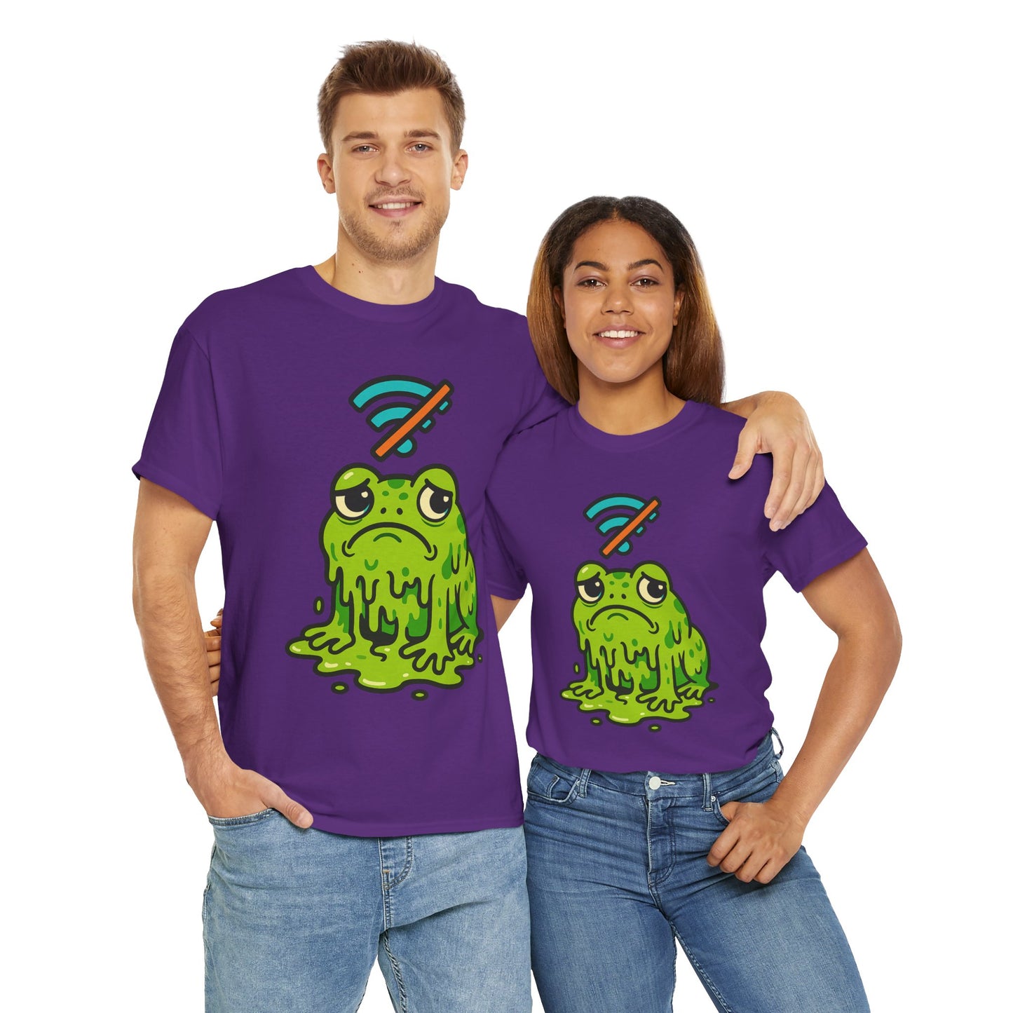Melting Frog Meme T-Shirt, Funny No WiFi Tee, Internet Is Down Shirt, Cute Cartoon Frog Graphic, Gen Z Gift, Unisex Cotton Top