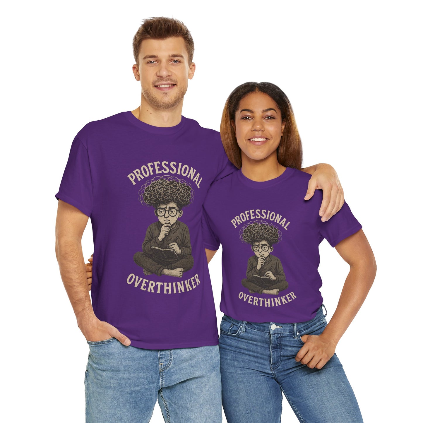 Professional Overthinker Shirt - Funny Thoughtful T-Shirt, Unisex Heavy Cotton Tee, Gift for Deep Thinkers, Casual Comfort Tee