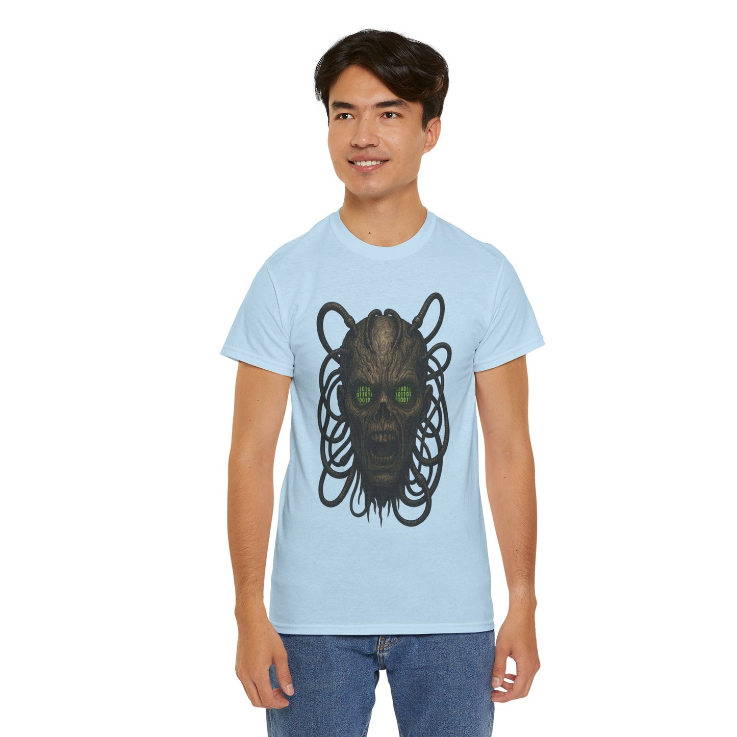 Neural Wraith T-Shirt, Gothic Horror Tee, Sci-Fi Skull Shirt, Cyberpunk Unisex Graphic, Dark Techwear