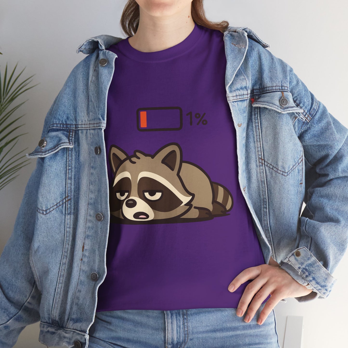 Sleepy Raccoon Tee, Funny Animal Shirt, Lazy Day Outfit, Cozy Gift, Unisex Cotton Tee