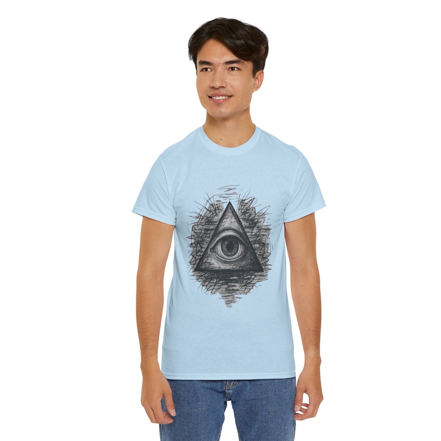Mystic All-Seeing Eye Tee, Unisex Heavy Cotton Shirt, Occult Symbol T-Shirt, Grunge Style Gift, Esoteric Apparel