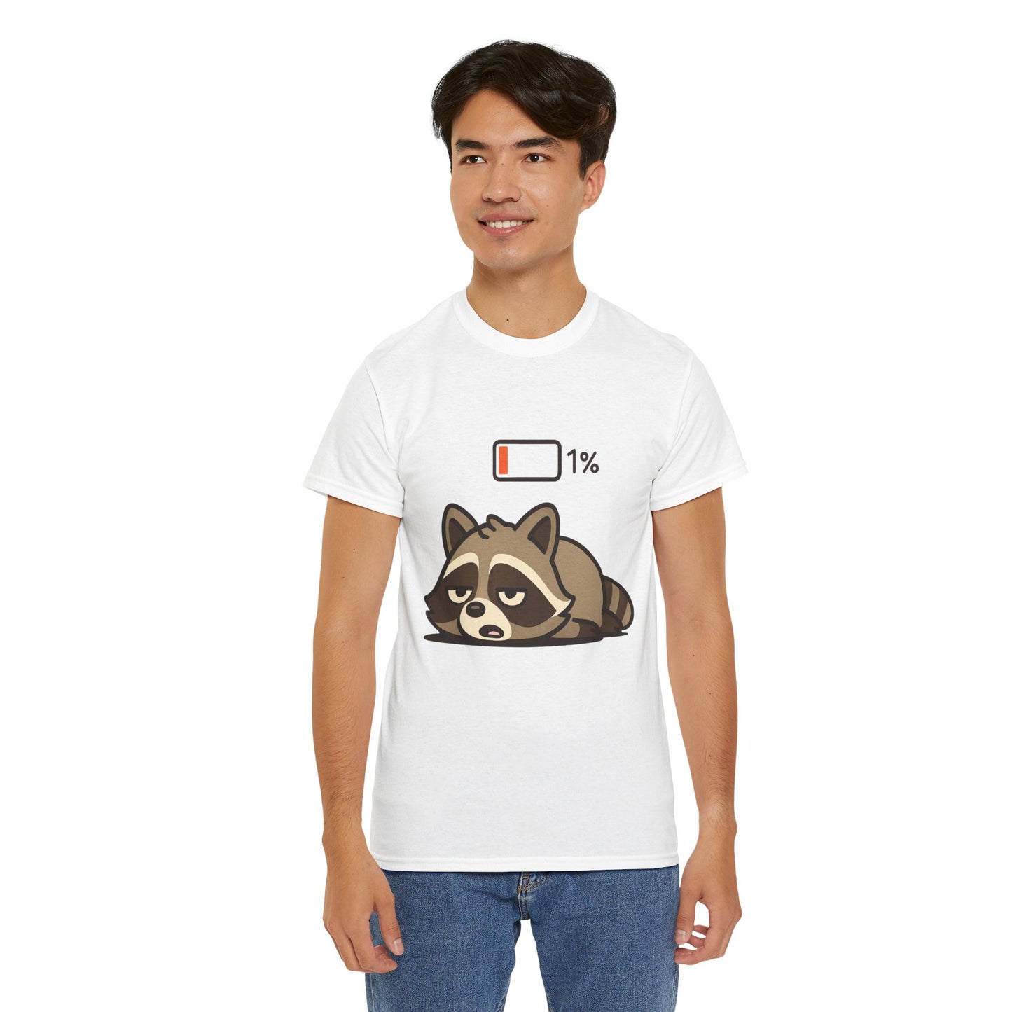 Sleepy Raccoon Tee, Funny Animal Shirt, Lazy Day Outfit, Cozy Gift, Unisex Cotton Tee