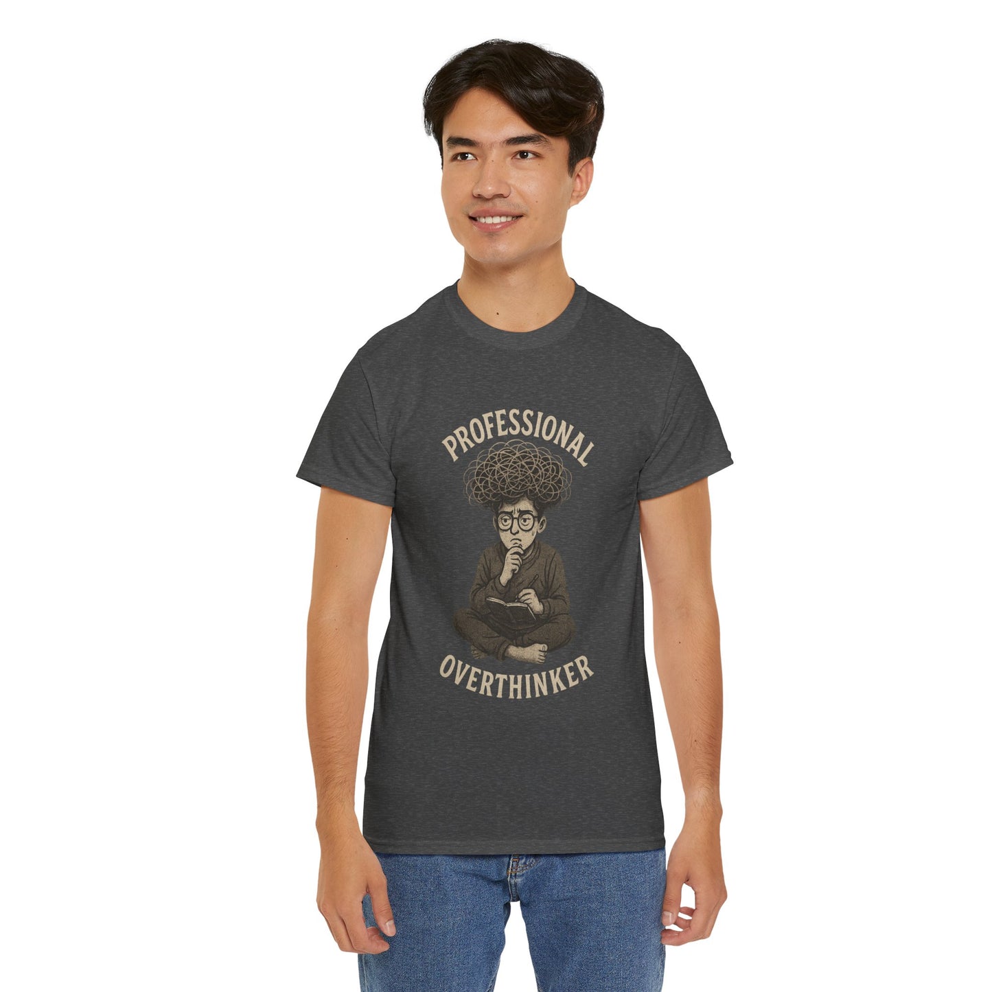 Professional Overthinker Shirt - Funny Thoughtful T-Shirt, Unisex Heavy Cotton Tee, Gift for Deep Thinkers, Casual Comfort Tee