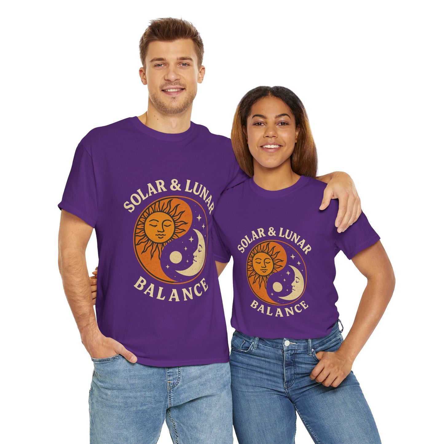 Solar & Lunar Balance T-Shirt - Yin Yang Sun and Moon Tee - Unisex Vintage Astrology Shirt - Retro Celestial Spiritual Gift