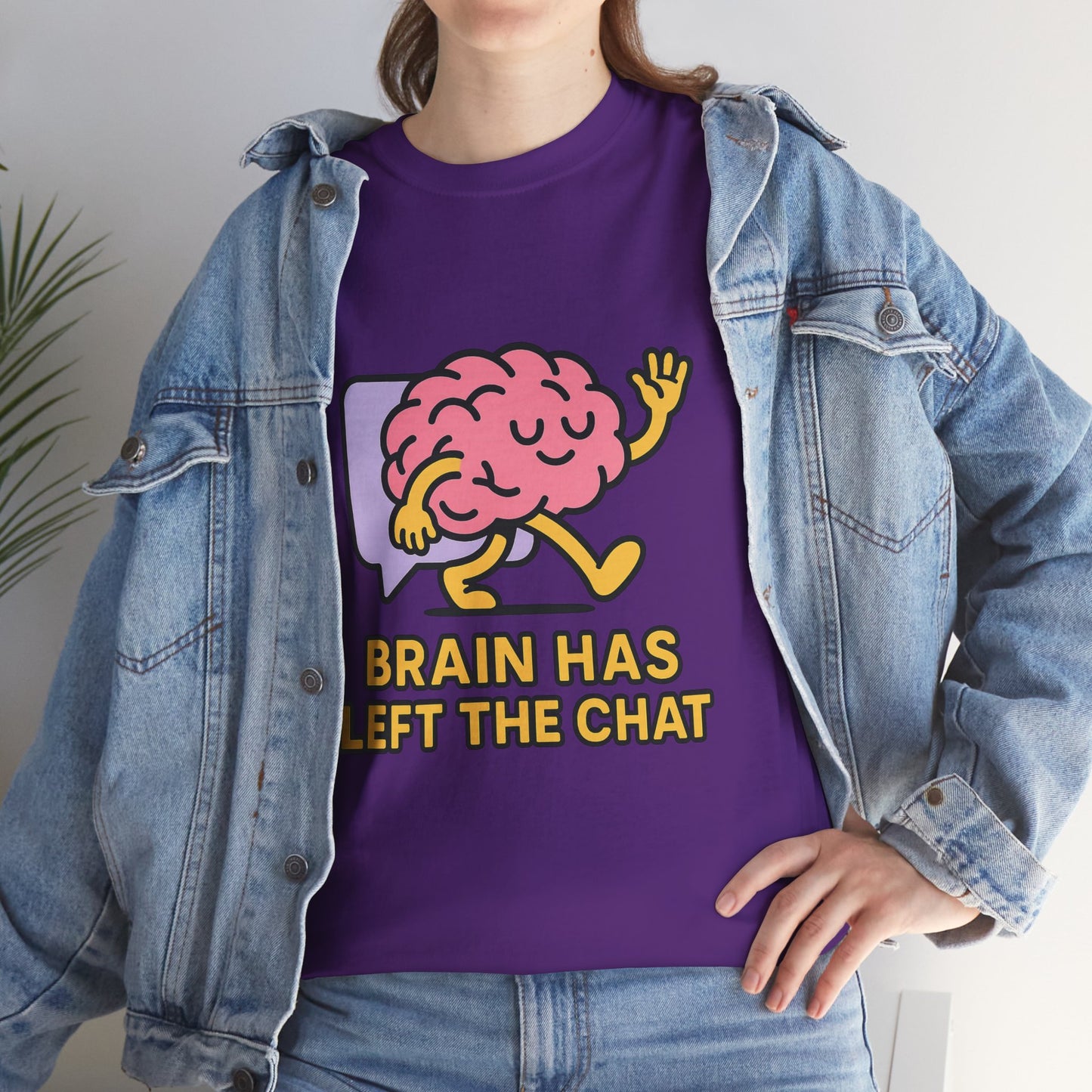 Brain Has Left The Chat T-Shirt, Funny Walking Brain Tee, Quirky Meme Shirt, Digital Humor, Gen Z Gift, Casual Unisex Graphic Top