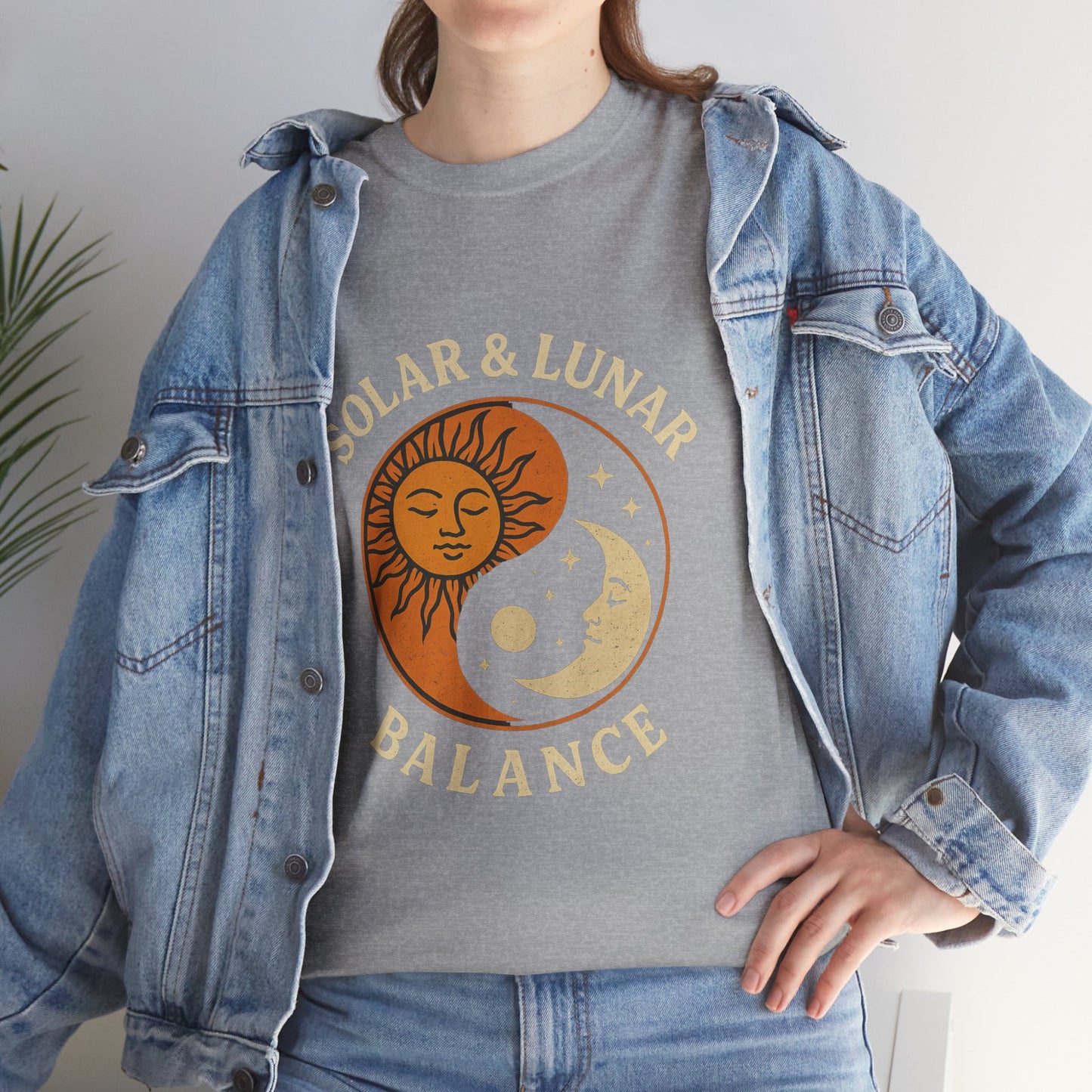 Solar & Lunar Balance T-Shirt - Yin Yang Sun and Moon Tee - Unisex Vintage Astrology Shirt - Retro Celestial Spiritual Gift