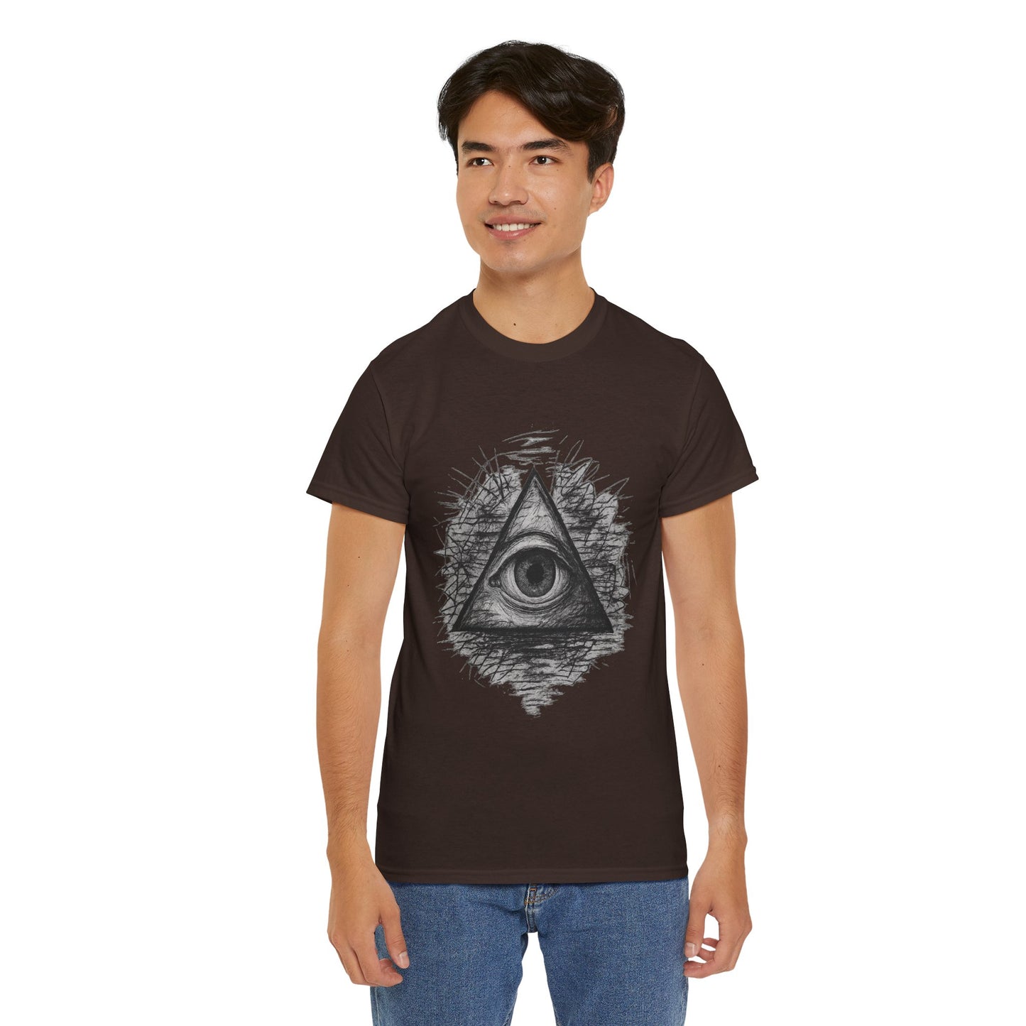 Mystic All-Seeing Eye Tee, Unisex Heavy Cotton Shirt, Occult Symbol T-Shirt, Grunge Style Gift, Esoteric Apparel