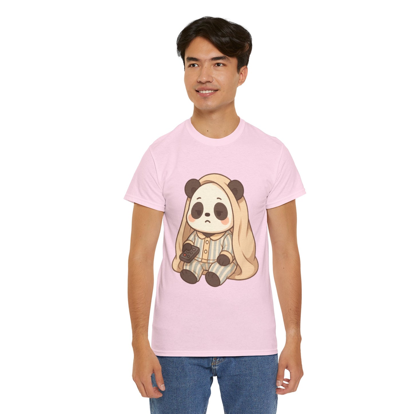 Lazy Panda Vibes Unisex Cotton Tee, Cozy Pajama Shirt, Cute Loungewear, Animal Lover Gift, Relaxing Outfit