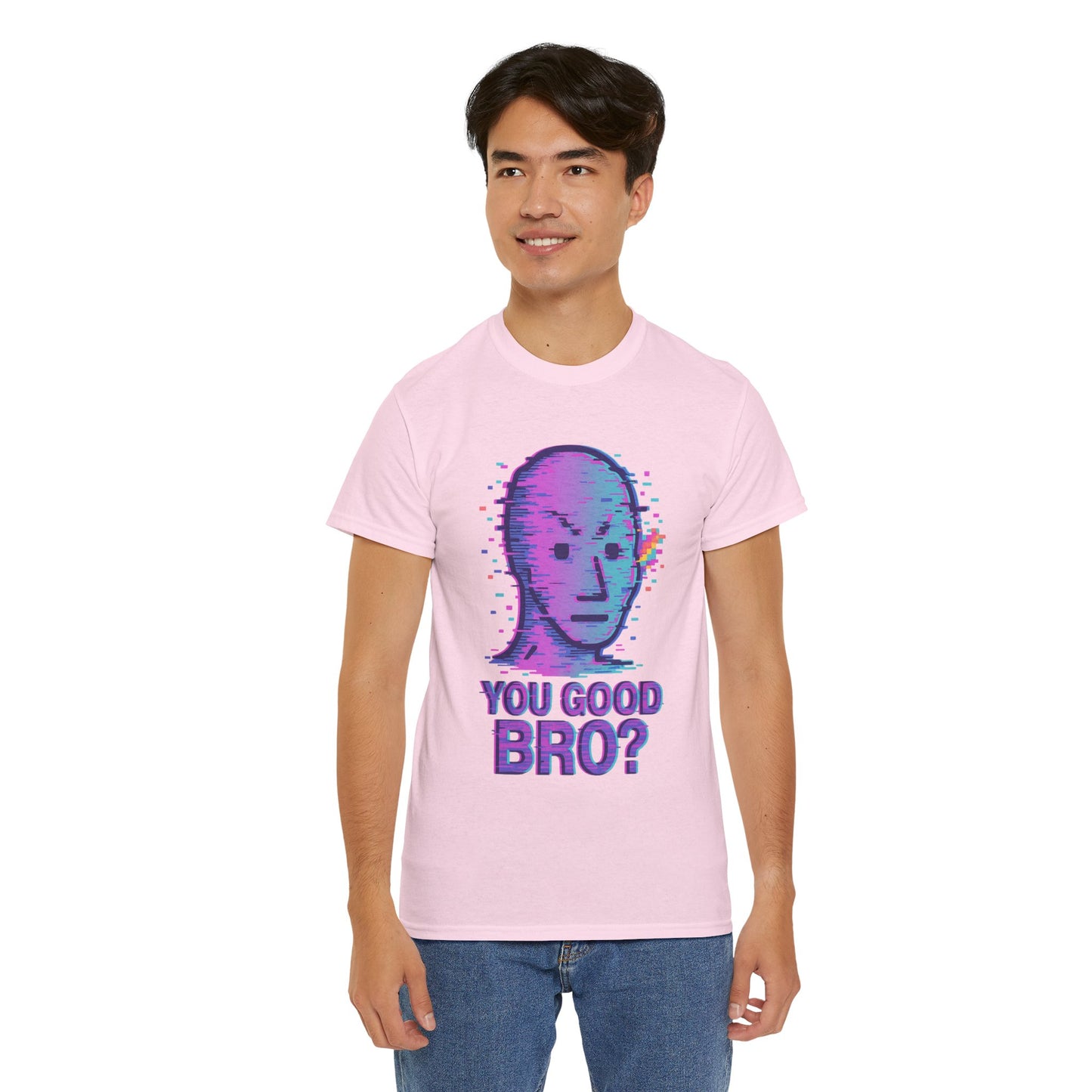 You Good Bro? Glitch Meme T-Shirt, Vaporwave NPC Shirt, Funny Unisex Graphic Tee, Digital Humor Gift, Gen Z Internet Culture Top