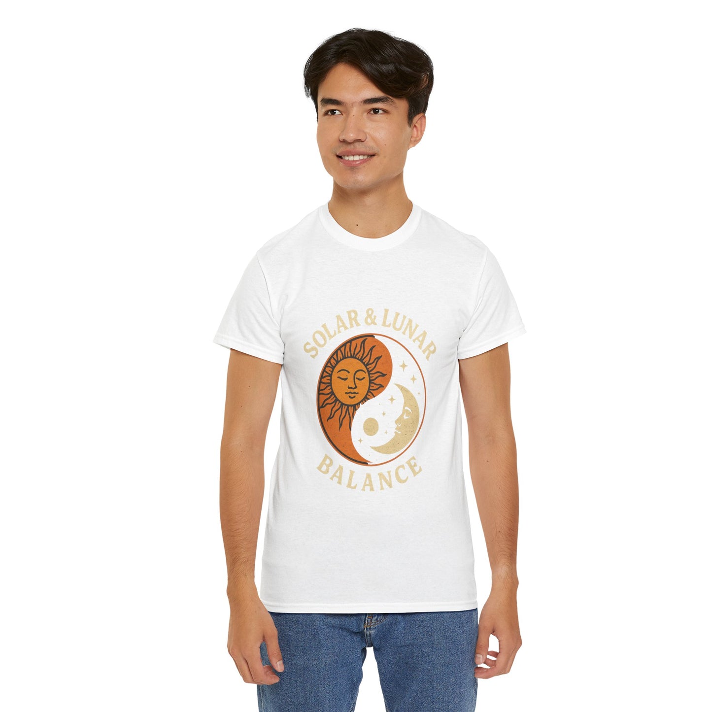 Solar & Lunar Balance T-Shirt - Yin Yang Sun and Moon Tee - Unisex Vintage Astrology Shirt - Retro Celestial Spiritual Gift