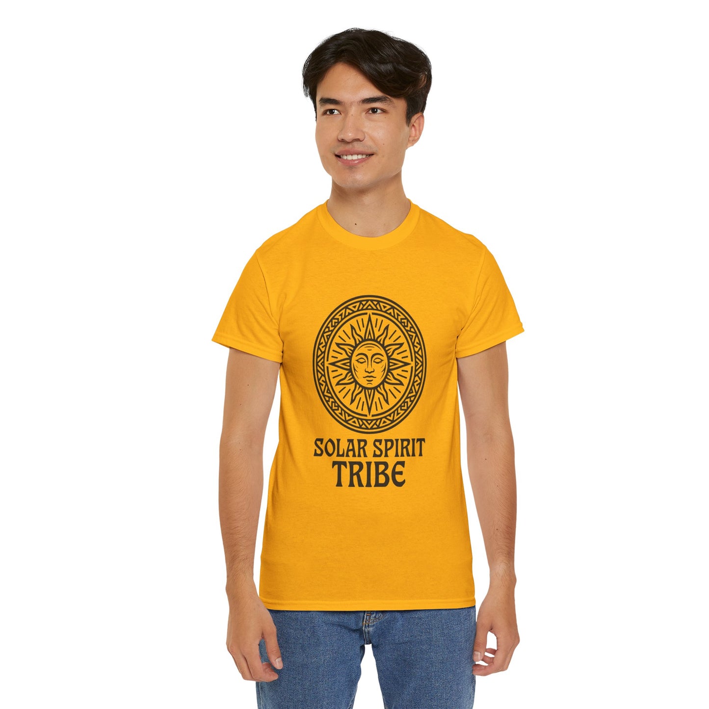 Solar Spirit Tribe Unisex T-Shirt, Sun Symbol Tee, Tribal Graphic Shirt, Boho Festival Top, Nature Lover Gift, Eco Spiritual Wear