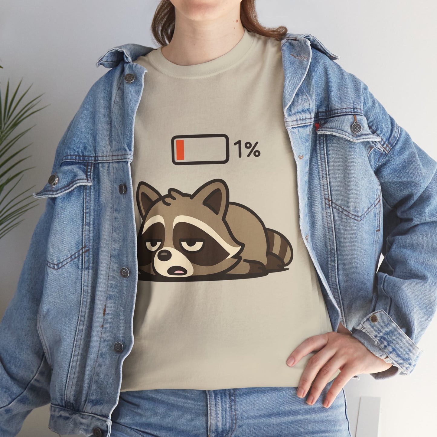 Sleepy Raccoon Tee, Funny Animal Shirt, Lazy Day Outfit, Cozy Gift, Unisex Cotton Tee