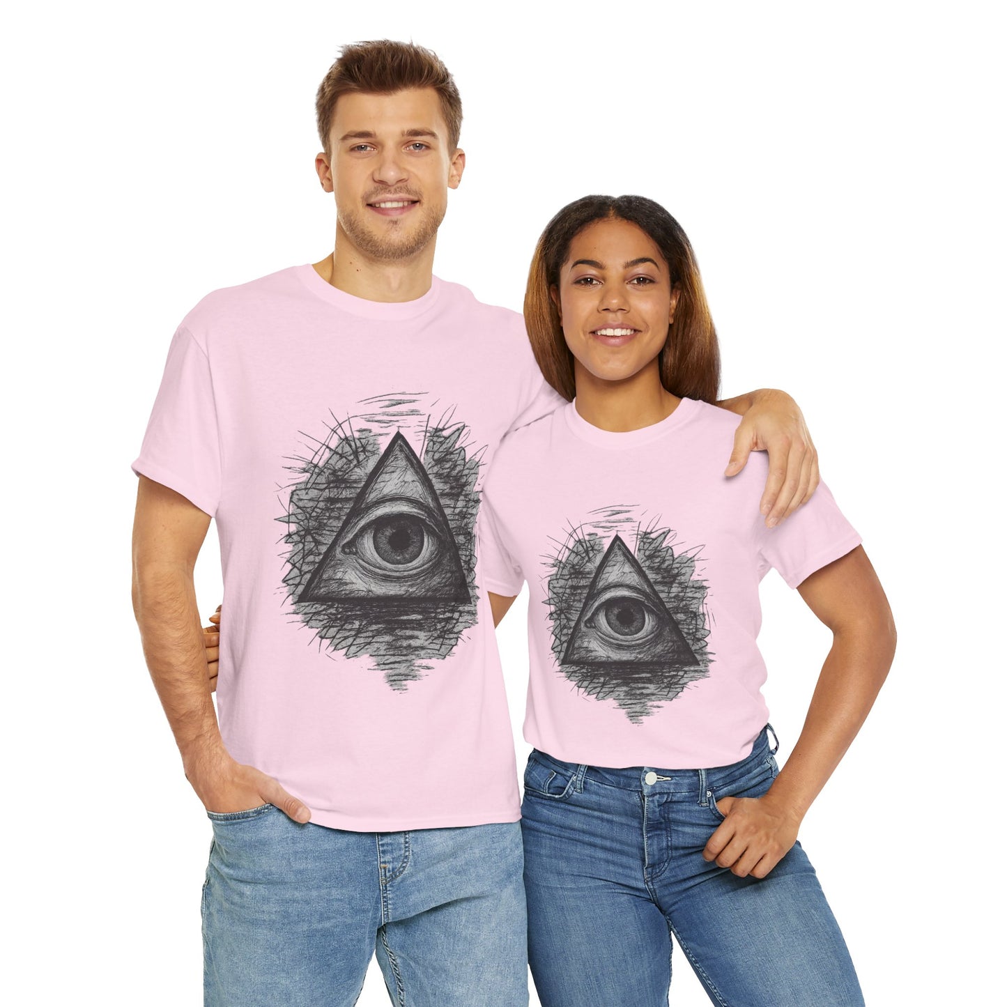 Mystic All-Seeing Eye Tee, Unisex Heavy Cotton Shirt, Occult Symbol T-Shirt, Grunge Style Gift, Esoteric Apparel