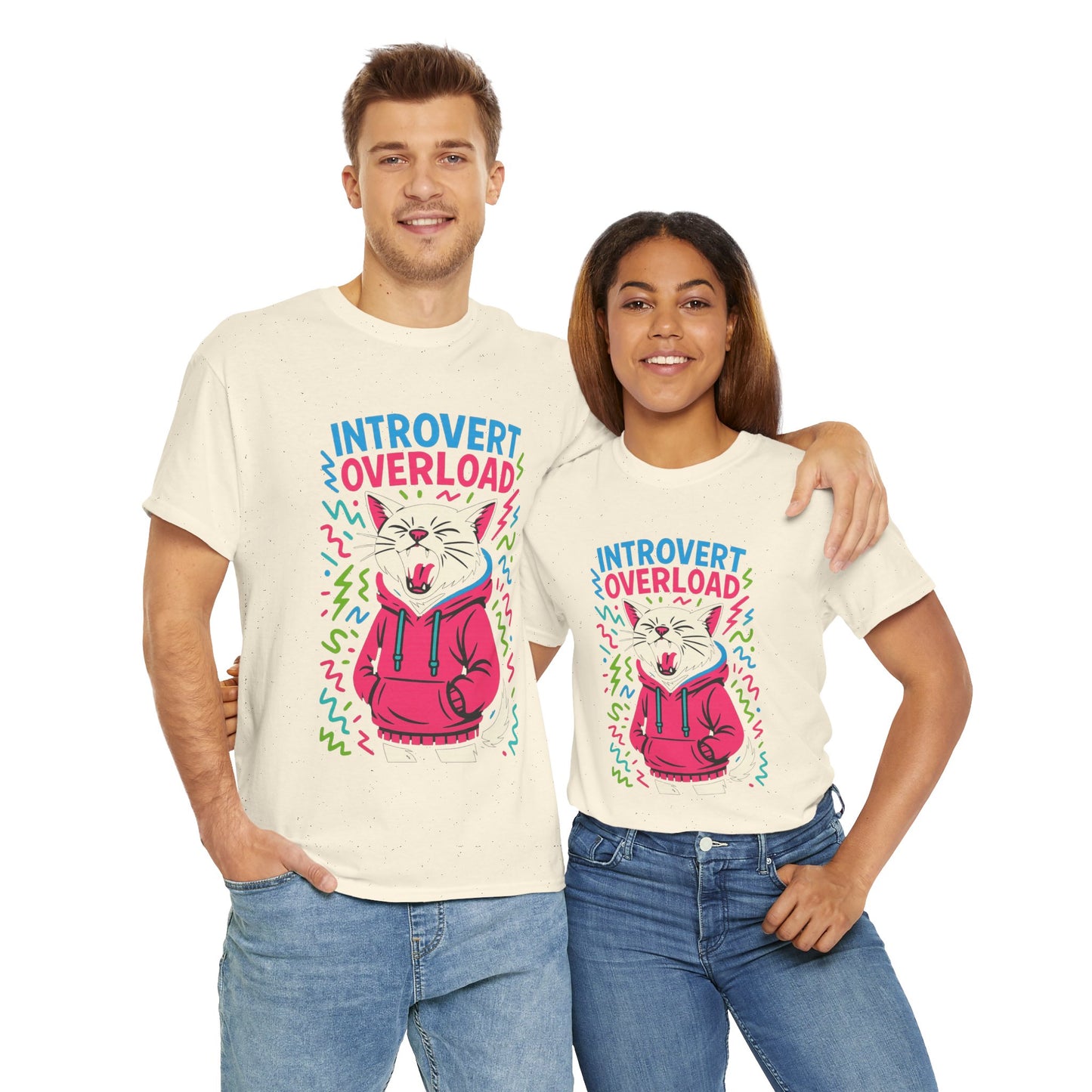 Introvert Overload Cat Shirt, Funny Hoodie Cat Tee, Social Anxiety Meme Shirt, Unisex Gift for Cat Lovers, Loud Crowd Humor Top