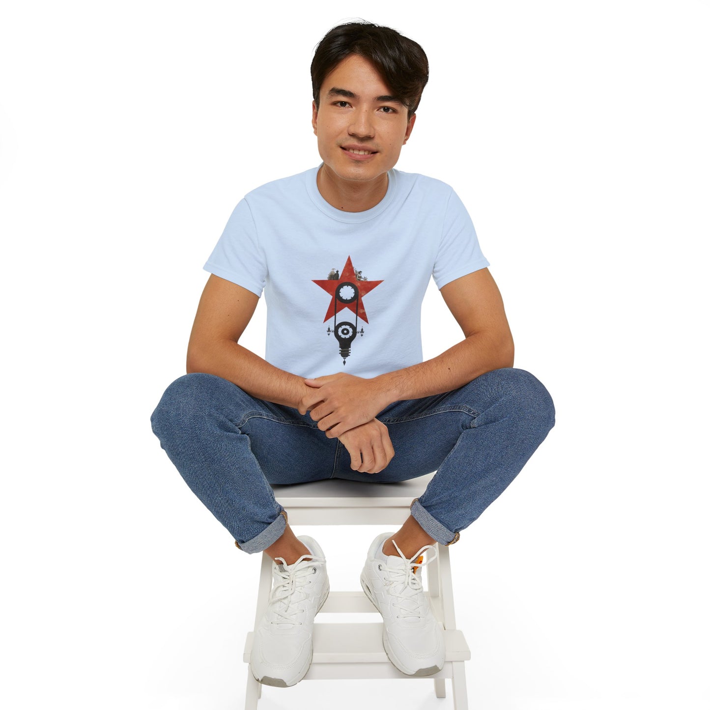 Red Star Mechanism Tee - Revolution T-Shirt, Steampunk Gear Shirt, Vintage Tech Art, Unisex Retro Design Tee