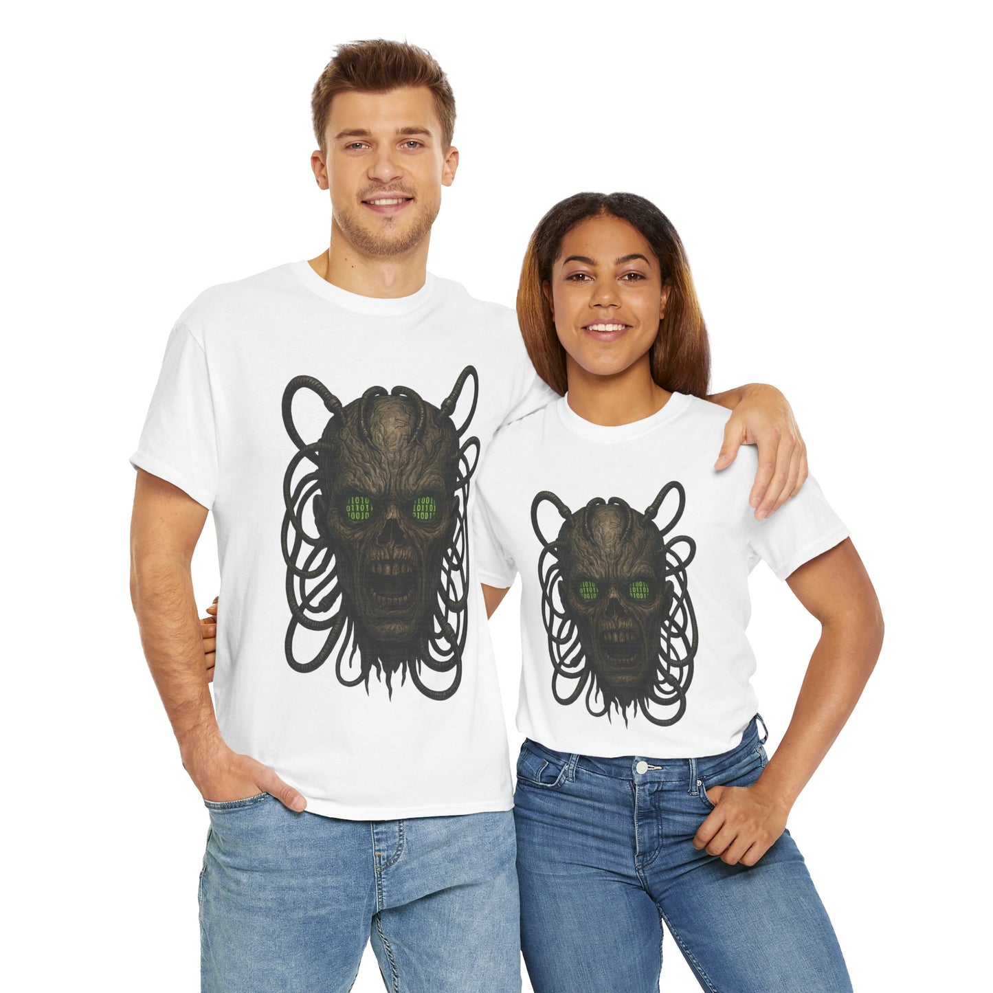 Neural Wraith T-Shirt, Gothic Horror Tee, Sci-Fi Skull Shirt, Cyberpunk Unisex Graphic, Dark Techwear