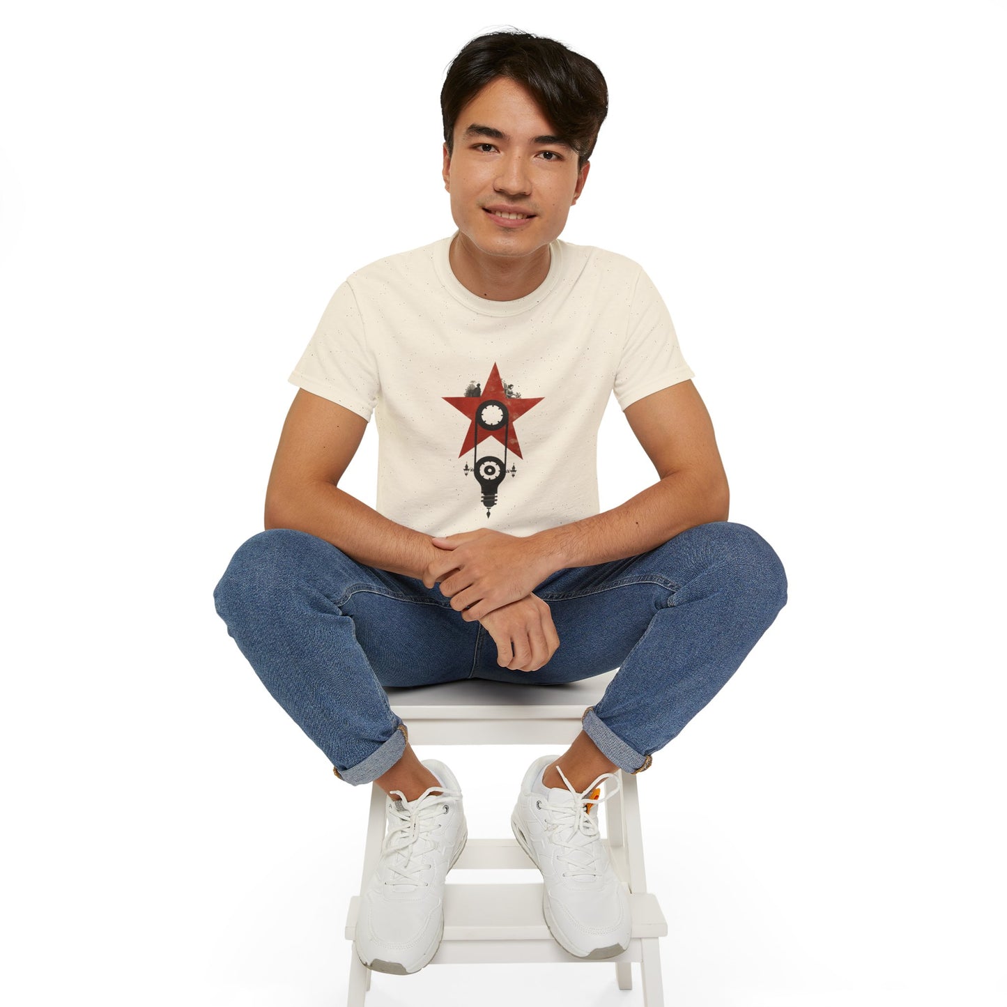 Red Star Mechanism Tee - Revolution T-Shirt, Steampunk Gear Shirt, Vintage Tech Art, Unisex Retro Design Tee