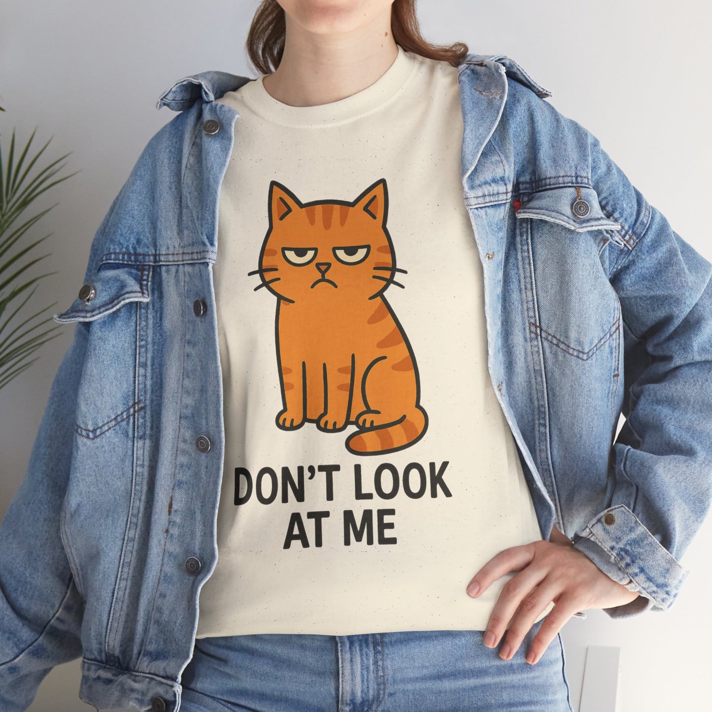 Grumpy Cat Tee - Don't Look At Me Shirt, Funny Gift for Cat Lovers, Unisex Graphic T-Shirt, Sassy Feline Humor, Casual Pet Lover Apparel