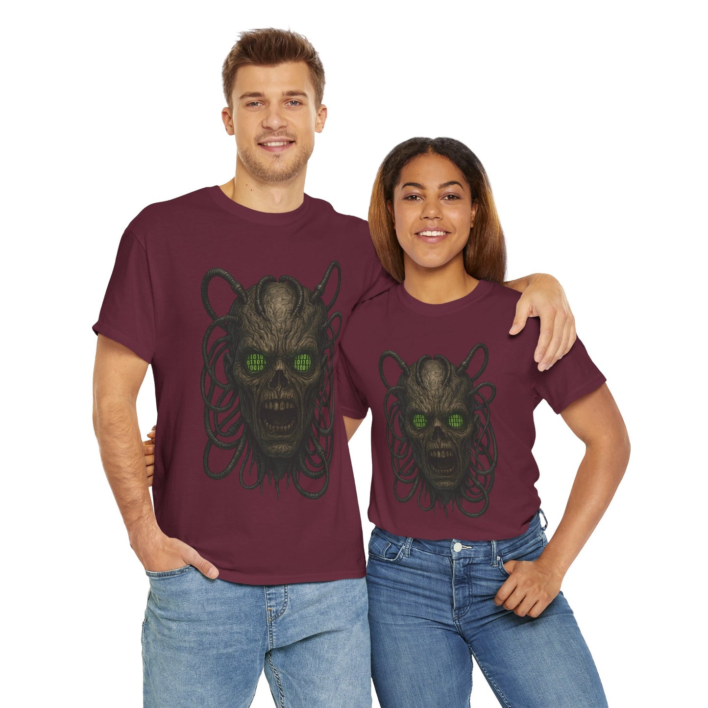Neural Wraith T-Shirt, Gothic Horror Tee, Sci-Fi Skull Shirt, Cyberpunk Unisex Graphic, Dark Techwear
