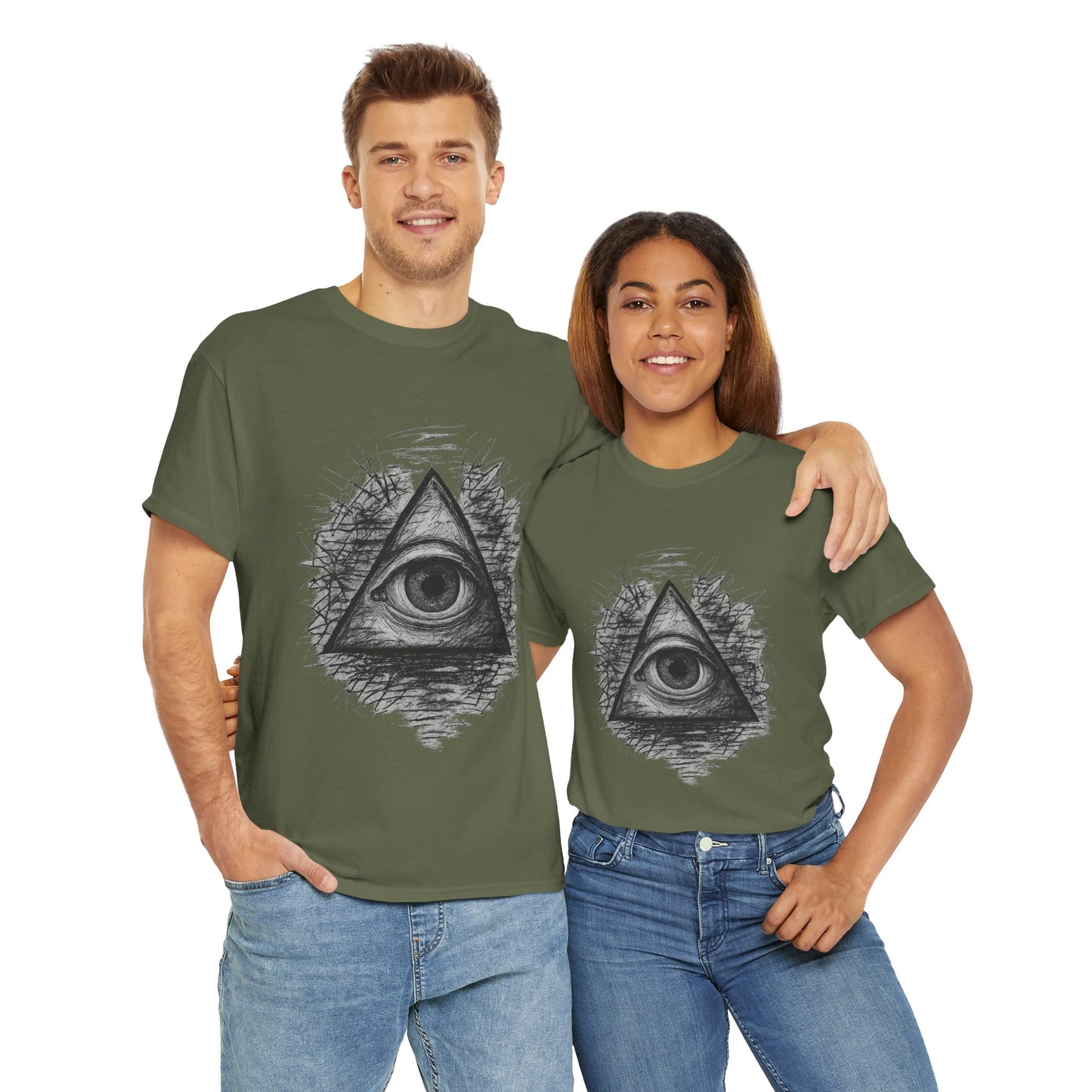 Mystic All-Seeing Eye Tee, Unisex Heavy Cotton Shirt, Occult Symbol T-Shirt, Grunge Style Gift, Esoteric Apparel