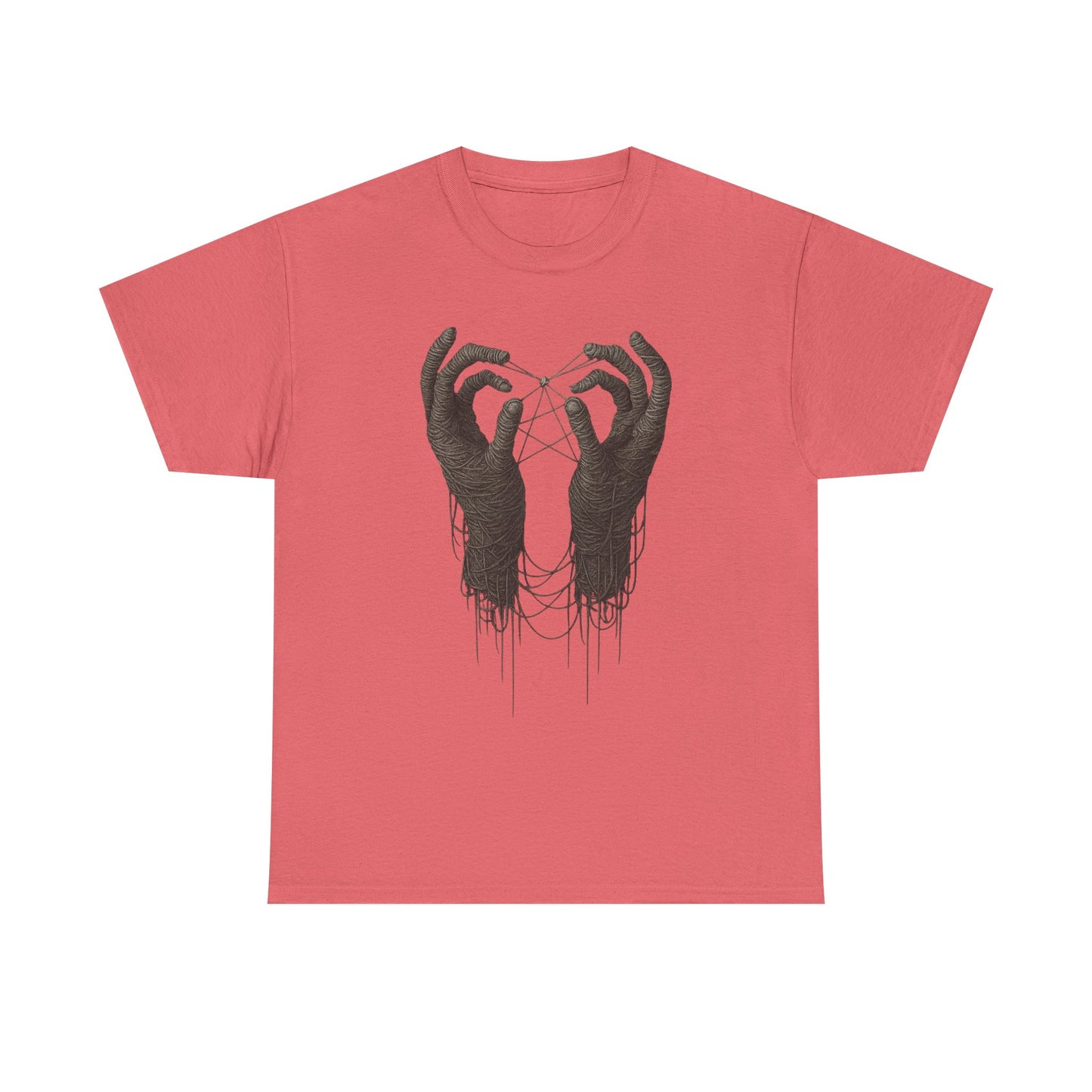 Mystic Thread Hands Unisex Heavy Cotton Tee, Dark Art Graphic T-Shirt, Witchy Aesthetic Shirt, Gothic Casual Wear, Unique Gift for Him or Her