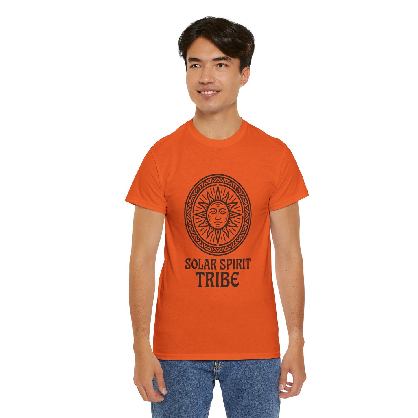 Solar Spirit Tribe Unisex T-Shirt, Sun Symbol Tee, Tribal Graphic Shirt, Boho Festival Top, Nature Lover Gift, Eco Spiritual Wear