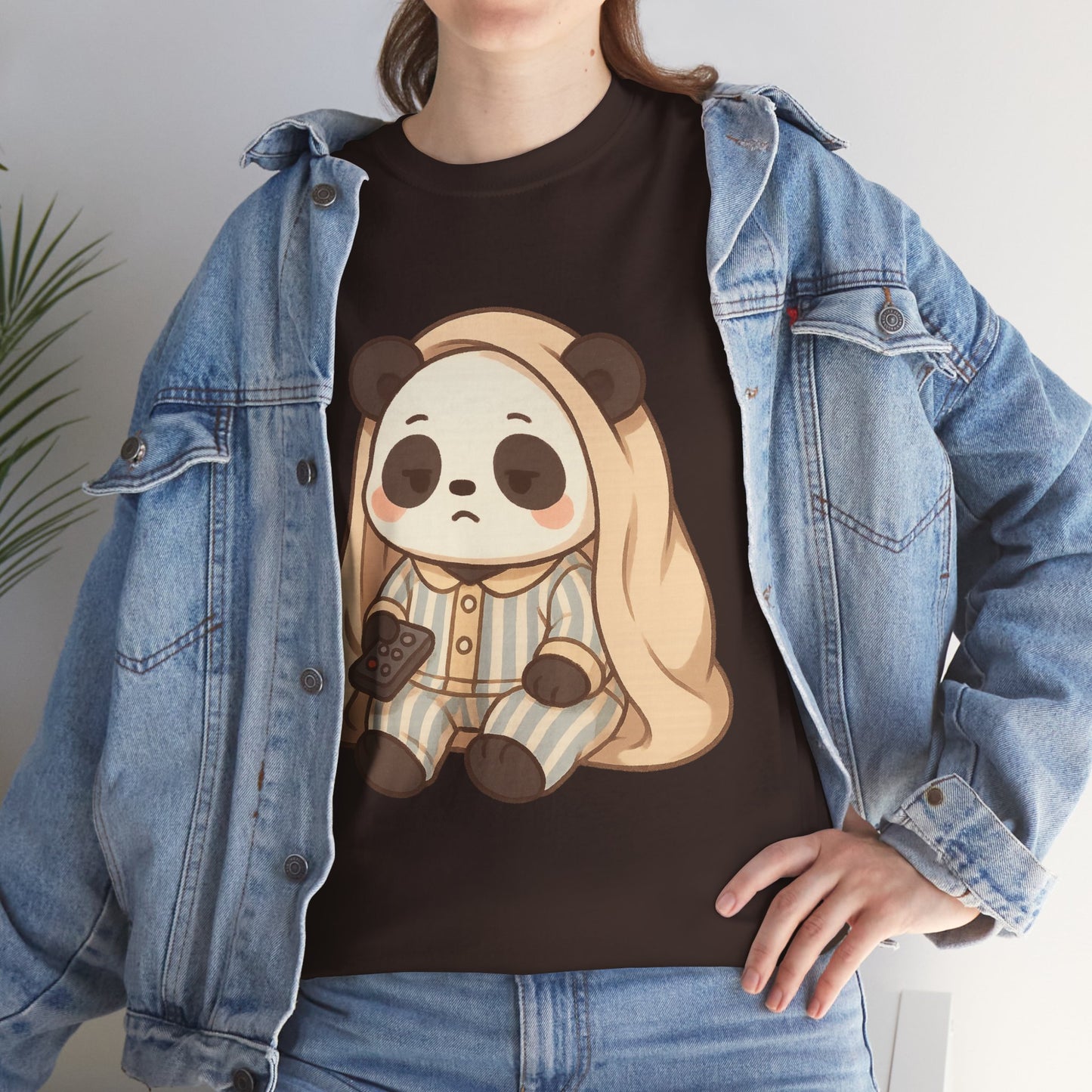 Lazy Panda Vibes Unisex Cotton Tee, Cozy Pajama Shirt, Cute Loungewear, Animal Lover Gift, Relaxing Outfit