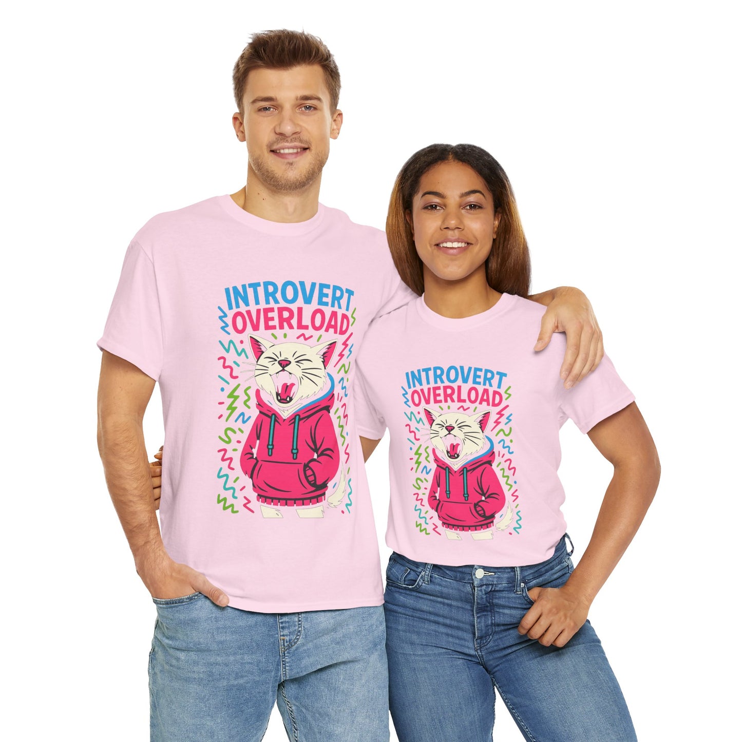 Introvert Overload Cat Shirt, Funny Hoodie Cat Tee, Social Anxiety Meme Shirt, Unisex Gift for Cat Lovers, Loud Crowd Humor Top