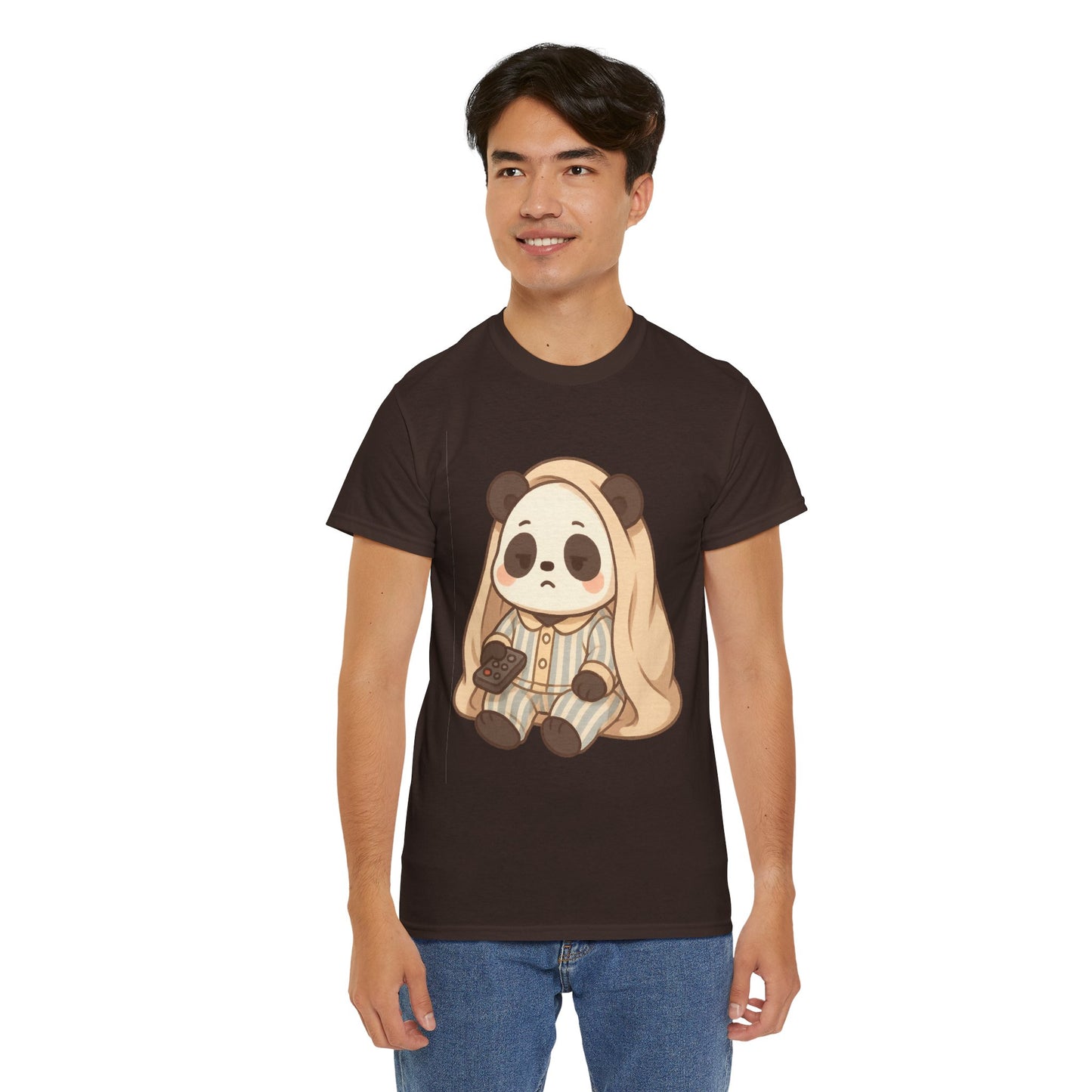 Lazy Panda Vibes Unisex Cotton Tee, Cozy Pajama Shirt, Cute Loungewear, Animal Lover Gift, Relaxing Outfit