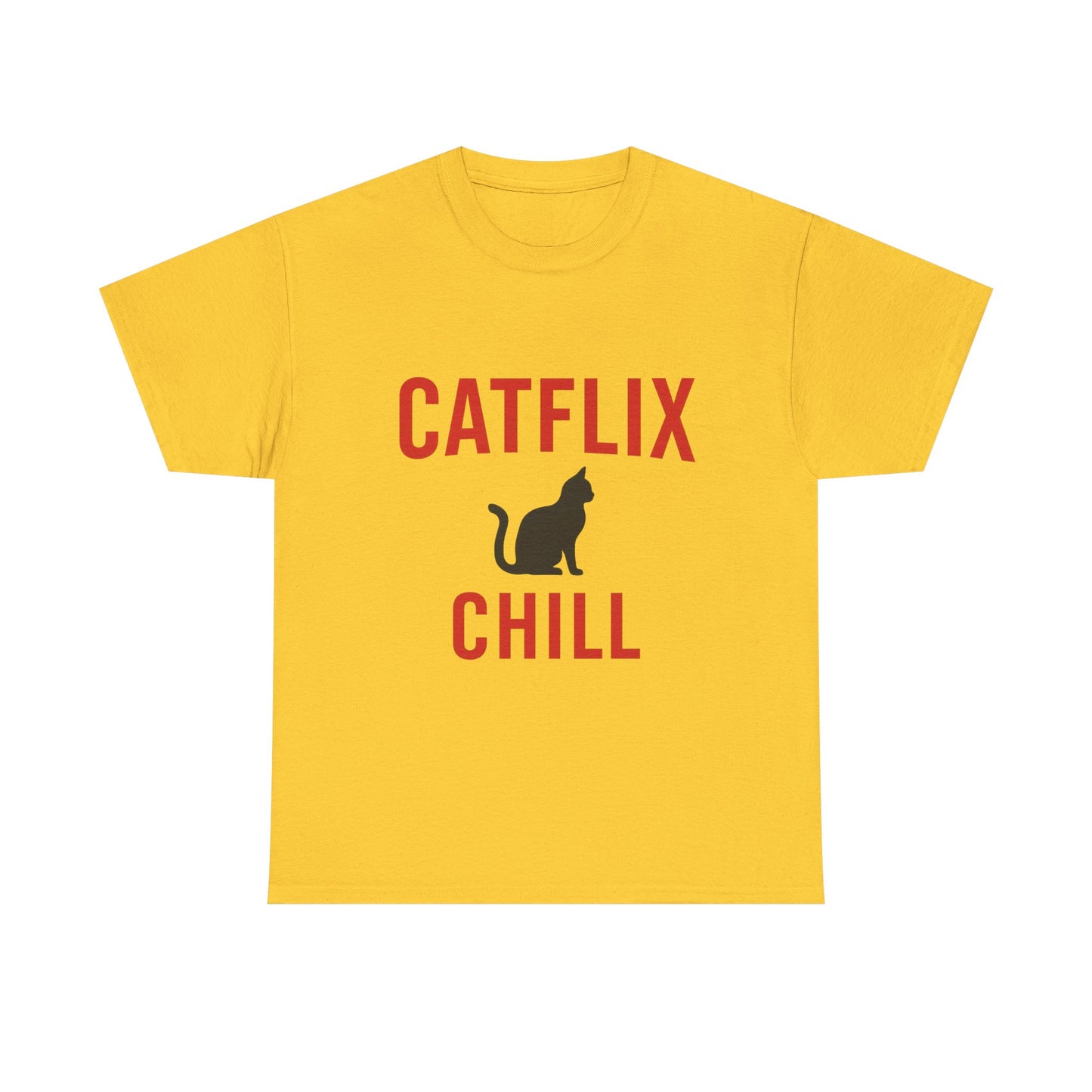 Catflix & Chill T-Shirt – Funny Cat Meme Shirt – Cozy Netflix Parody Tee – Unisex Cat Lover Gift