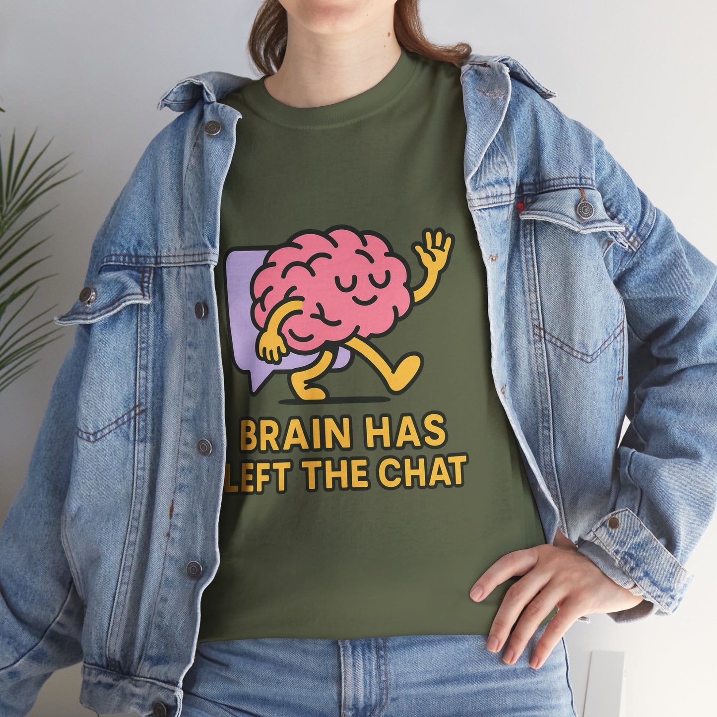 Brain Has Left The Chat T-Shirt, Funny Walking Brain Tee, Quirky Meme Shirt, Digital Humor, Gen Z Gift, Casual Unisex Graphic Top