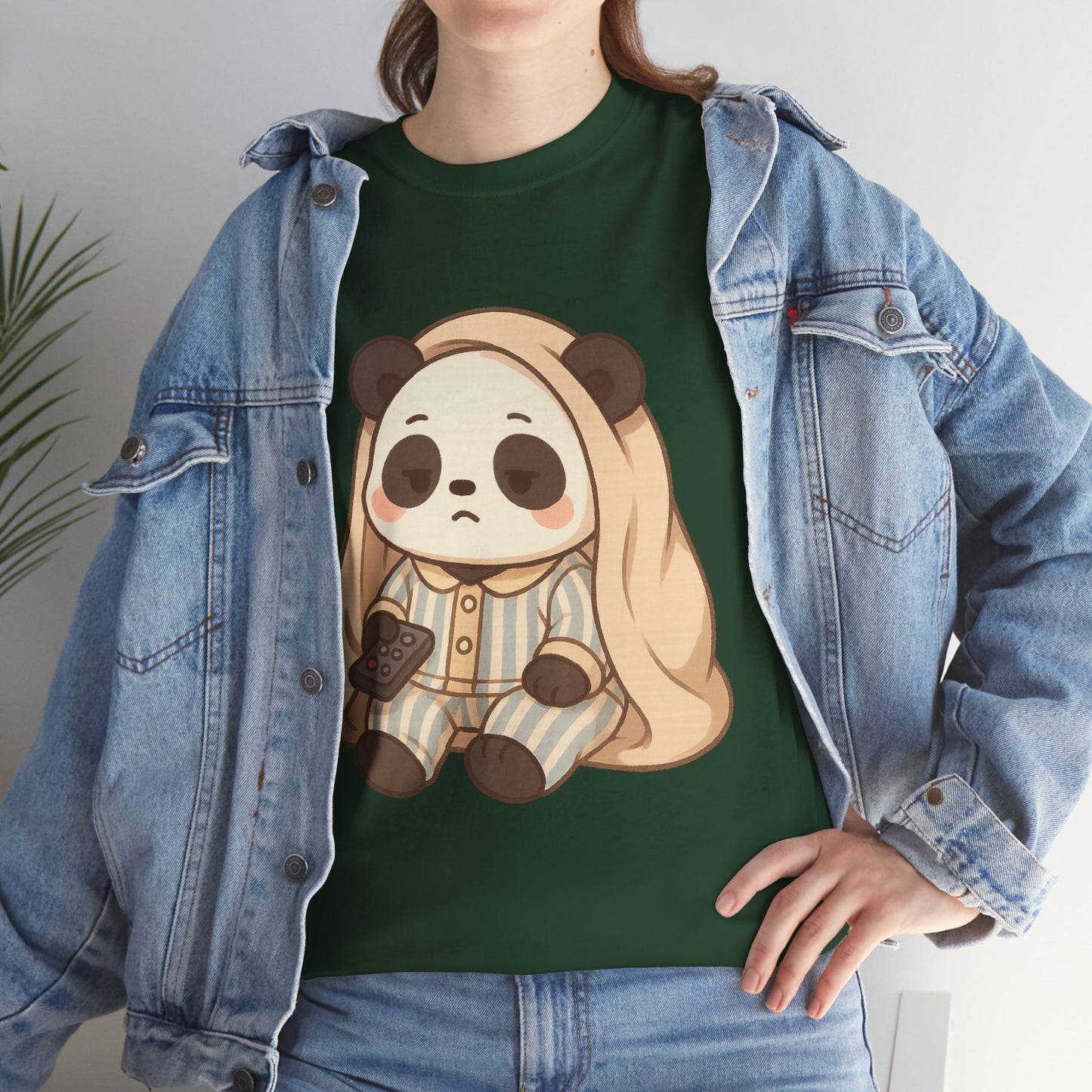 Lazy Panda Vibes Unisex Cotton Tee, Cozy Pajama Shirt, Cute Loungewear, Animal Lover Gift, Relaxing Outfit