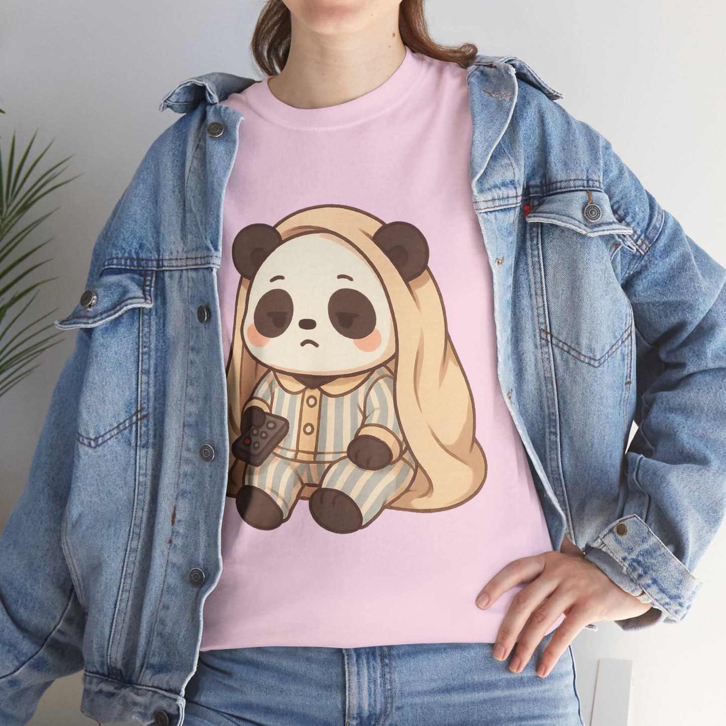 Lazy Panda Vibes Unisex Cotton Tee, Cozy Pajama Shirt, Cute Loungewear, Animal Lover Gift, Relaxing Outfit