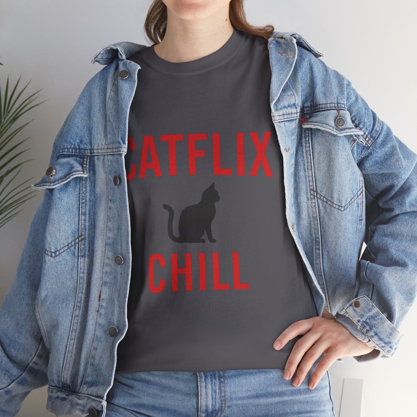 Catflix & Chill T-Shirt – Funny Cat Meme Shirt – Cozy Netflix Parody Tee – Unisex Cat Lover Gift