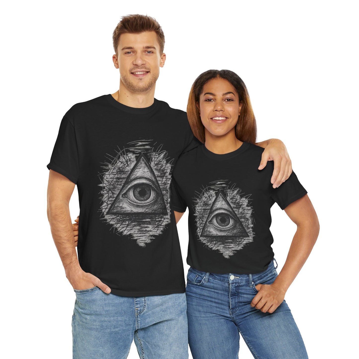 Mystic All-Seeing Eye Tee, Unisex Heavy Cotton Shirt, Occult Symbol T-Shirt, Grunge Style Gift, Esoteric Apparel