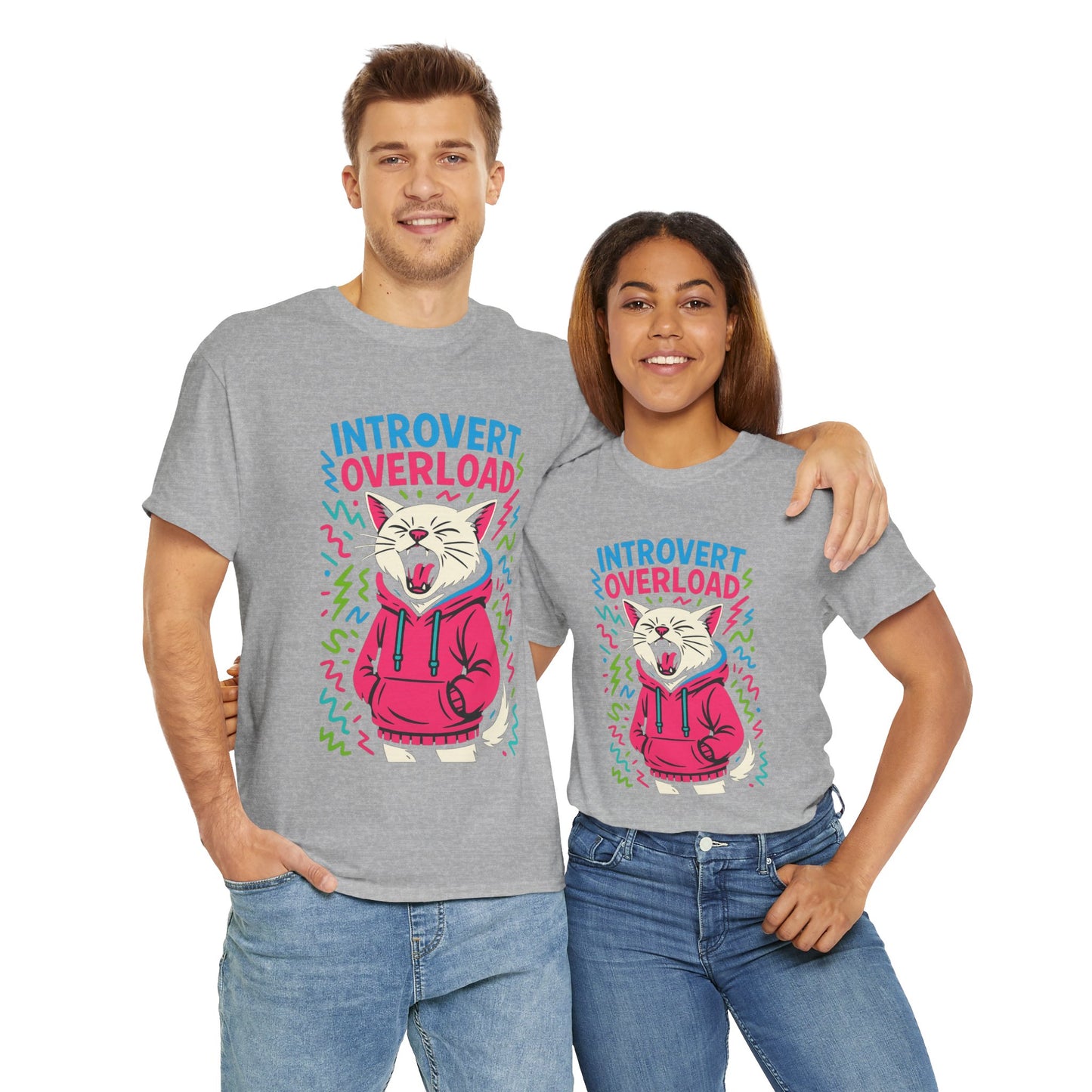 Introvert Overload Cat Shirt, Funny Hoodie Cat Tee, Social Anxiety Meme Shirt, Unisex Gift for Cat Lovers, Loud Crowd Humor Top