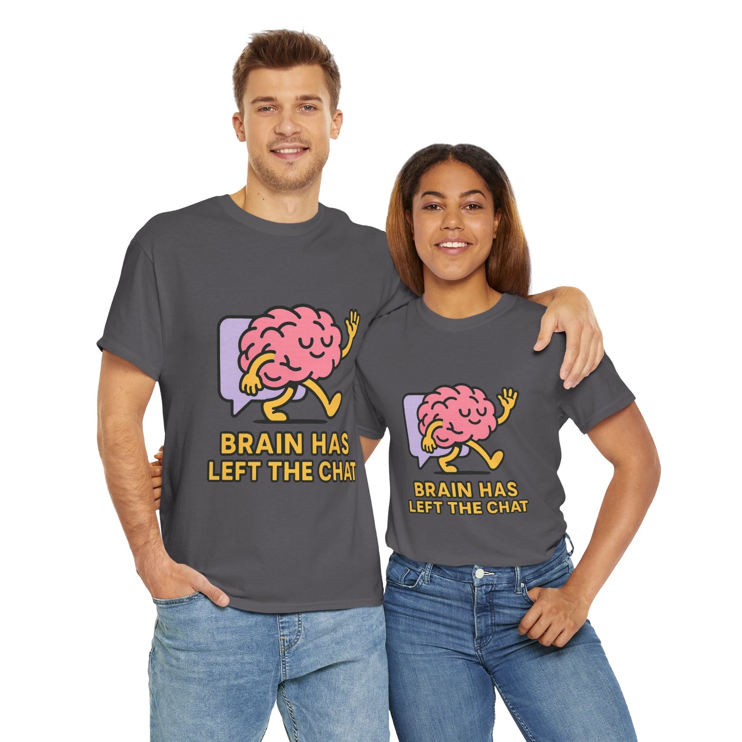 Brain Has Left The Chat T-Shirt, Funny Walking Brain Tee, Quirky Meme Shirt, Digital Humor, Gen Z Gift, Casual Unisex Graphic Top