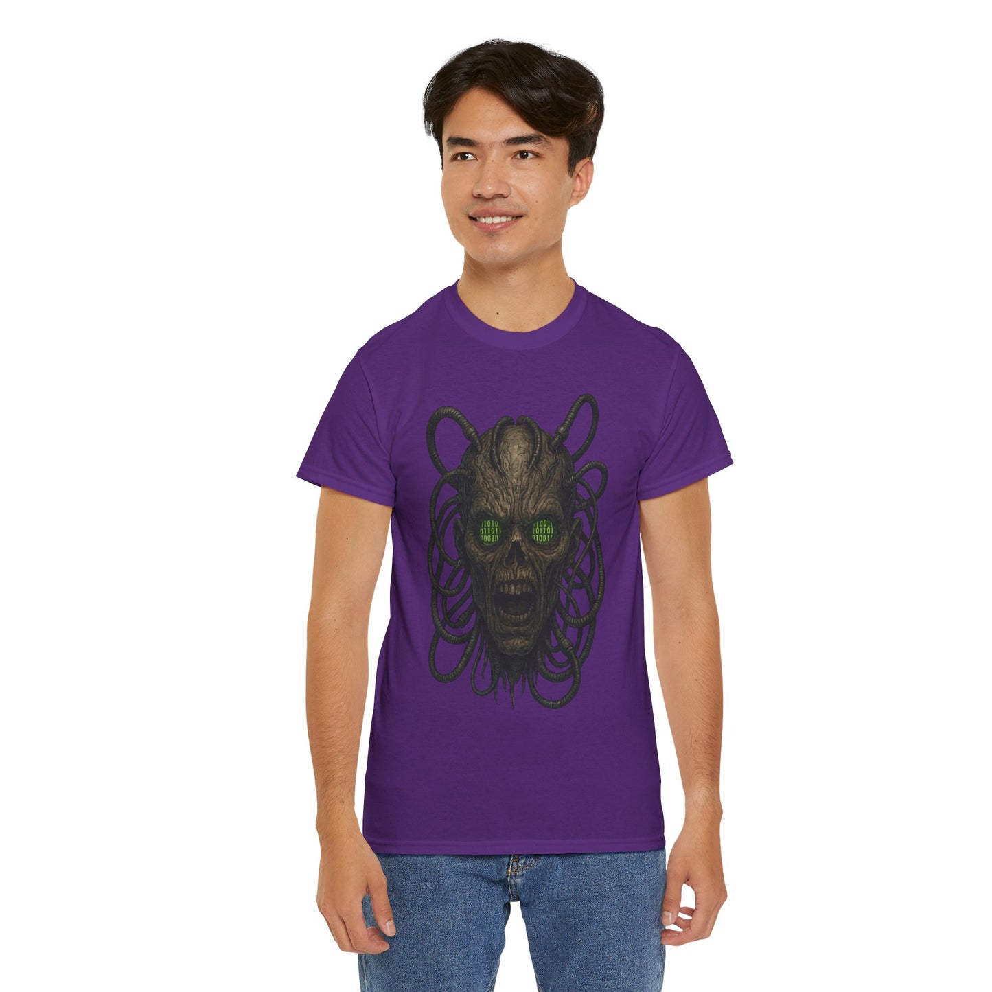 Neural Wraith T-Shirt, Gothic Horror Tee, Sci-Fi Skull Shirt, Cyberpunk Unisex Graphic, Dark Techwear