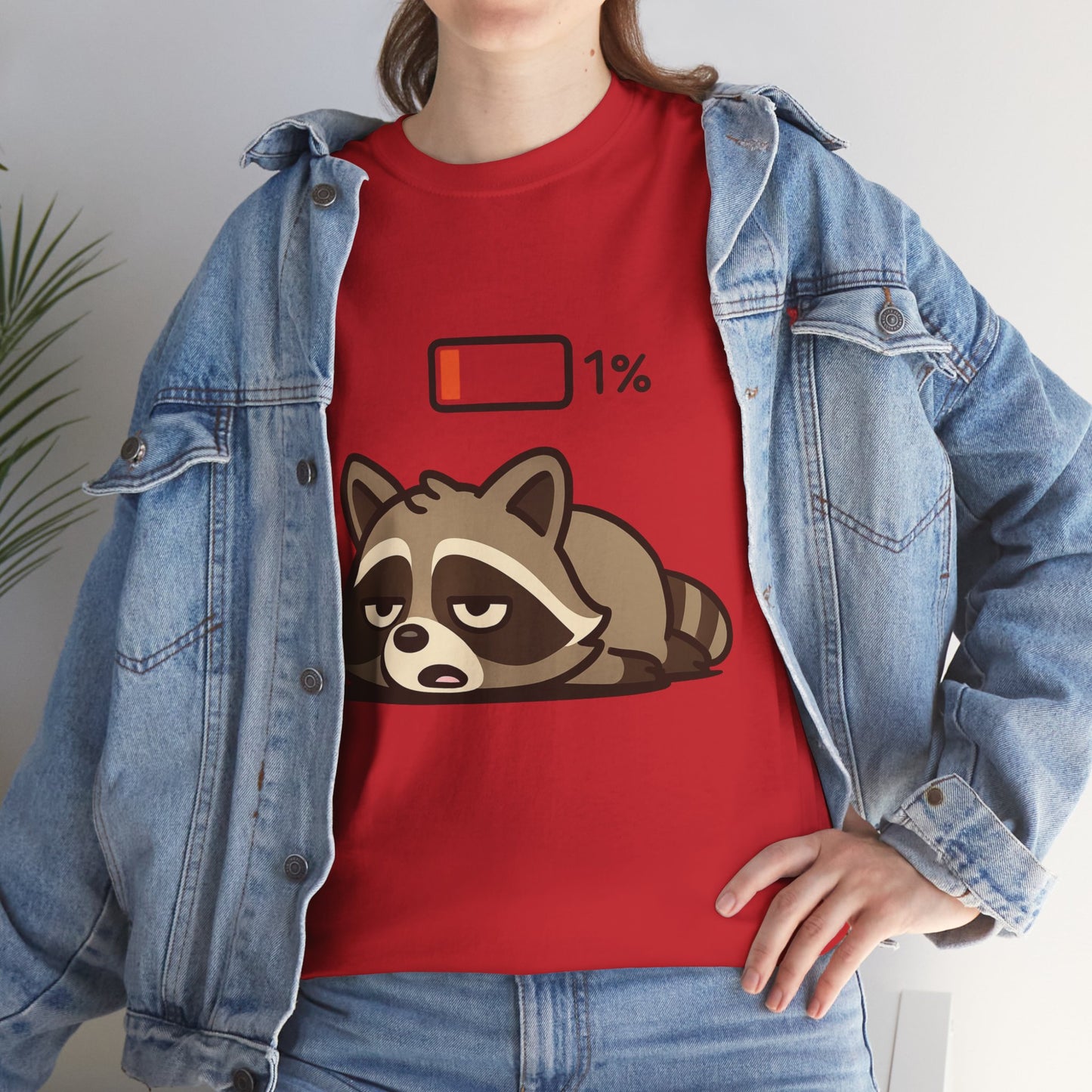 Sleepy Raccoon Tee, Funny Animal Shirt, Lazy Day Outfit, Cozy Gift, Unisex Cotton Tee