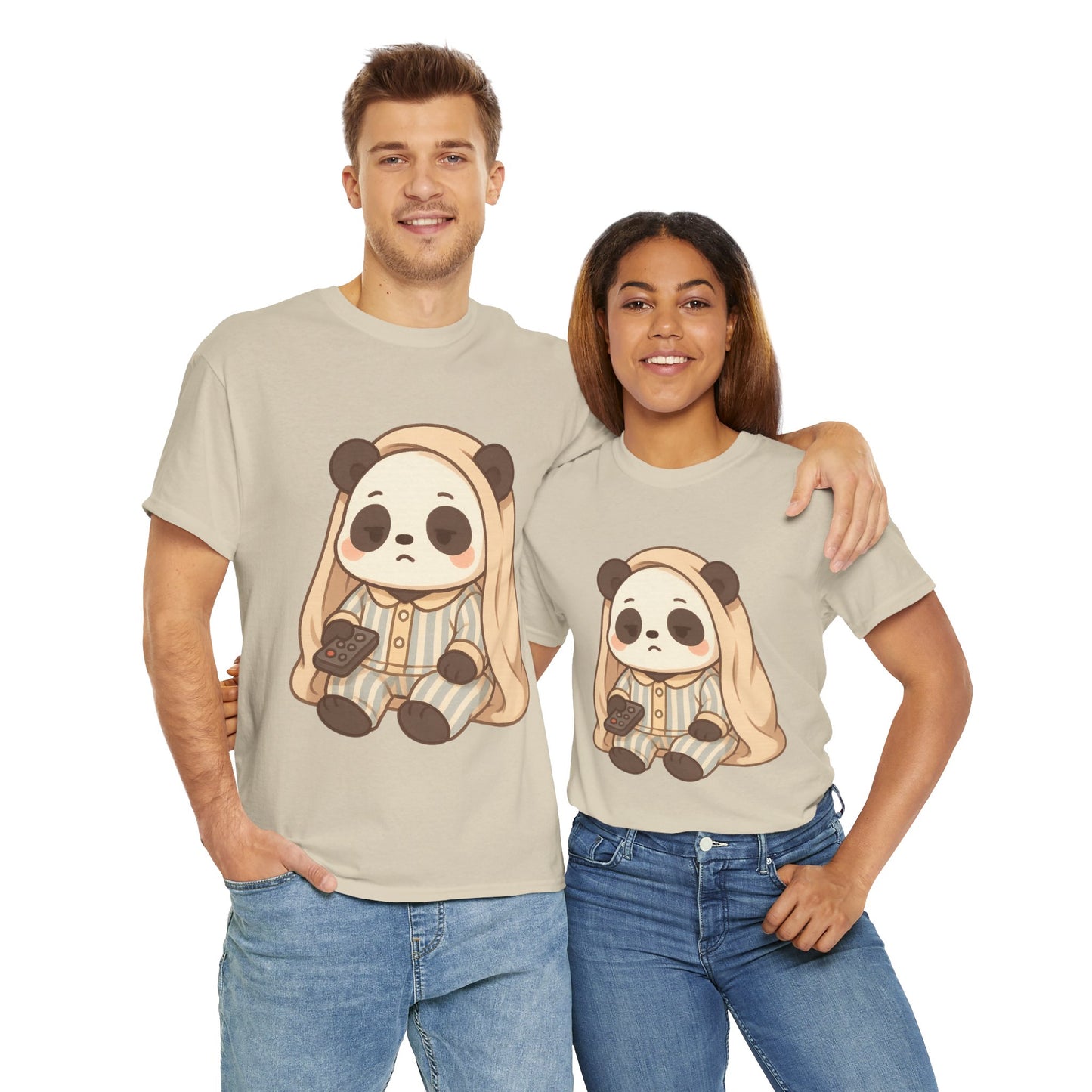 Lazy Panda Vibes Unisex Cotton Tee, Cozy Pajama Shirt, Cute Loungewear, Animal Lover Gift, Relaxing Outfit