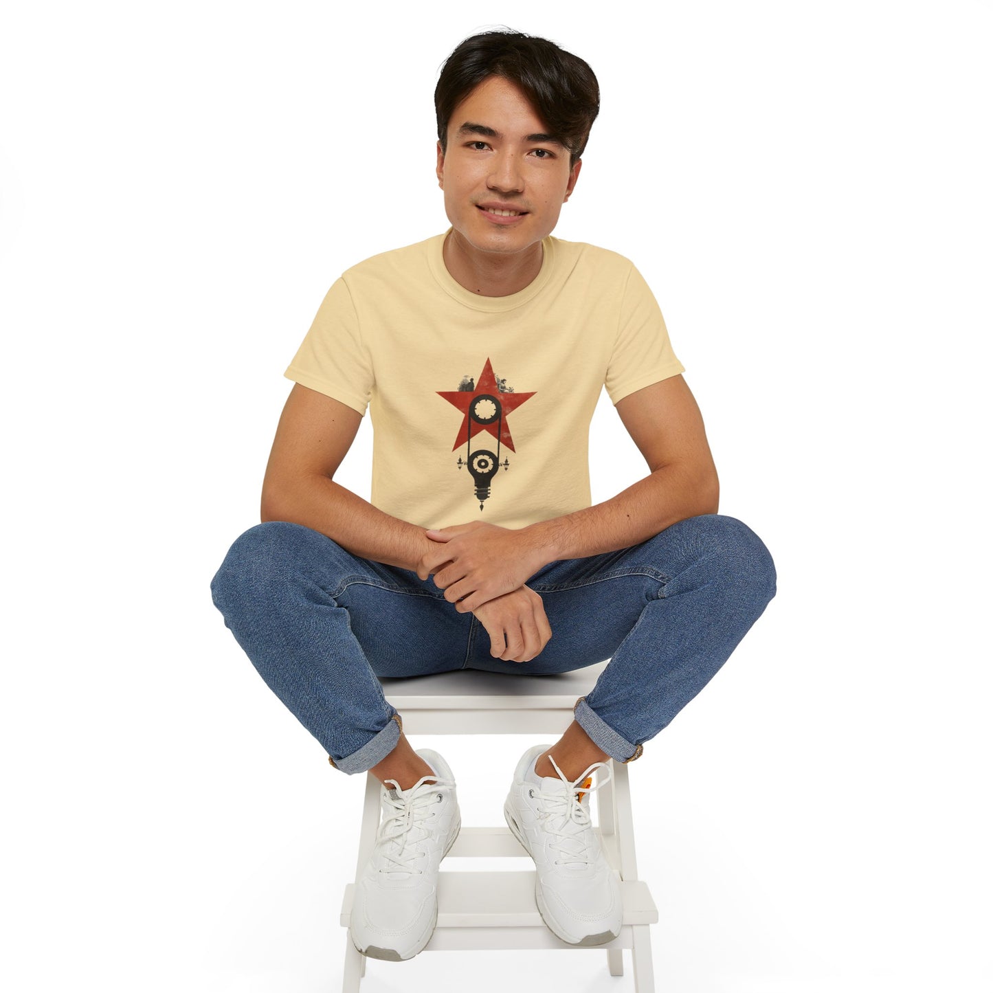 Red Star Mechanism Tee - Revolution T-Shirt, Steampunk Gear Shirt, Vintage Tech Art, Unisex Retro Design Tee