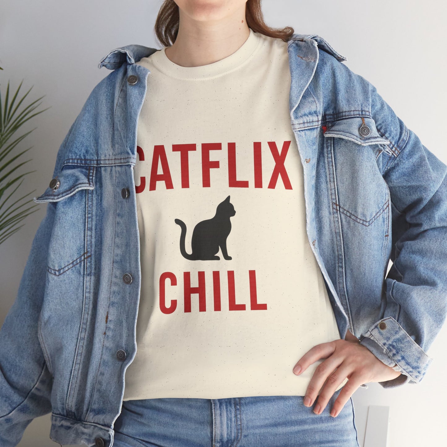Catflix & Chill T-Shirt – Funny Cat Meme Shirt – Cozy Netflix Parody Tee – Unisex Cat Lover Gift