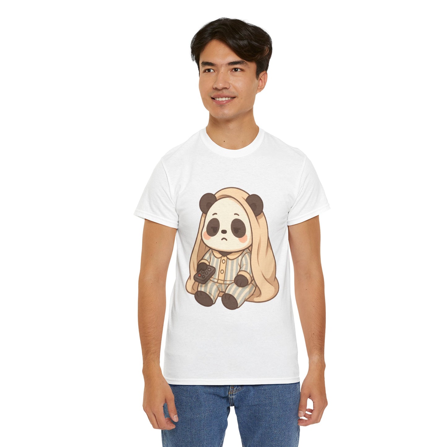 Lazy Panda Vibes Unisex Cotton Tee, Cozy Pajama Shirt, Cute Loungewear, Animal Lover Gift, Relaxing Outfit