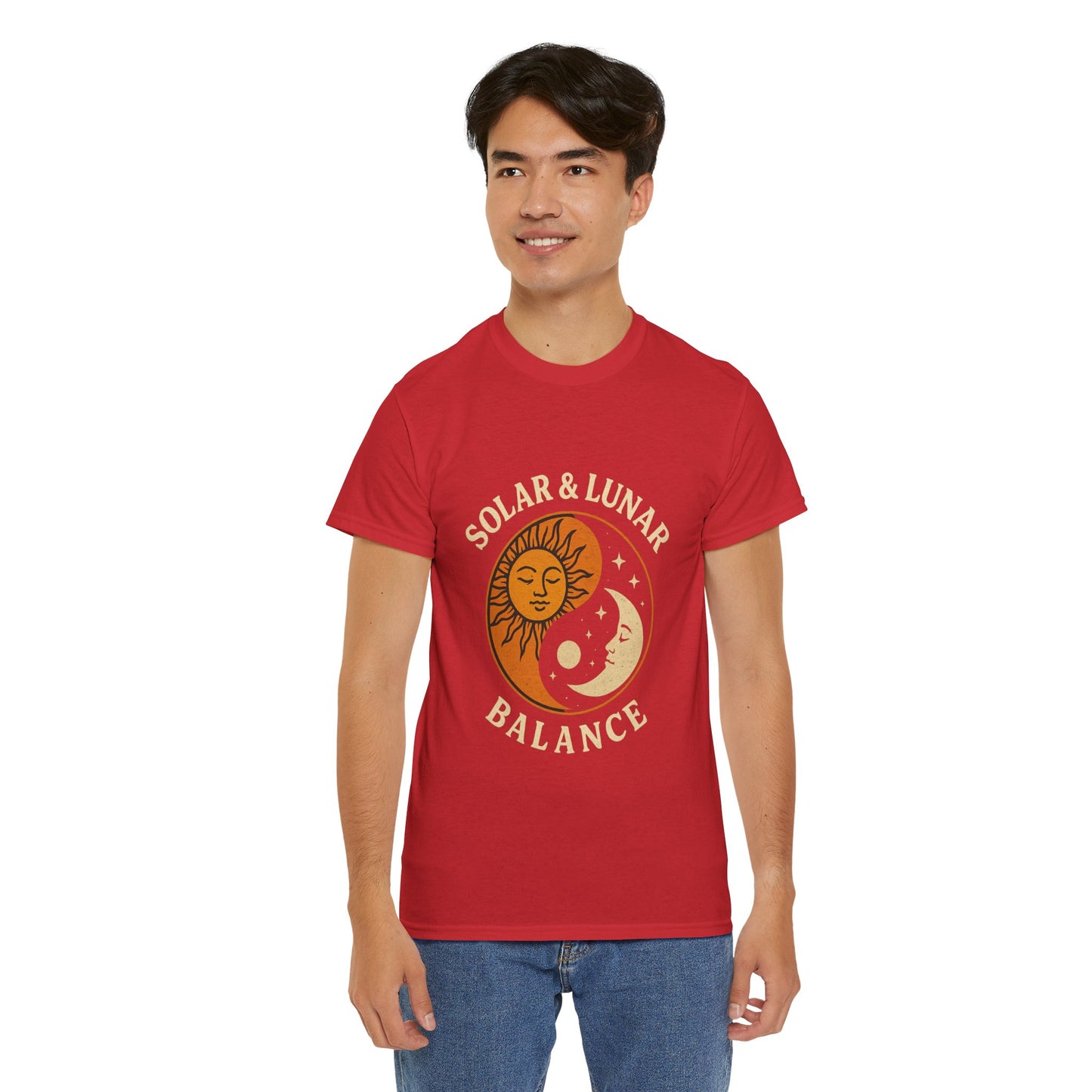 Solar & Lunar Balance T-Shirt - Yin Yang Sun and Moon Tee - Unisex Vintage Astrology Shirt - Retro Celestial Spiritual Gift