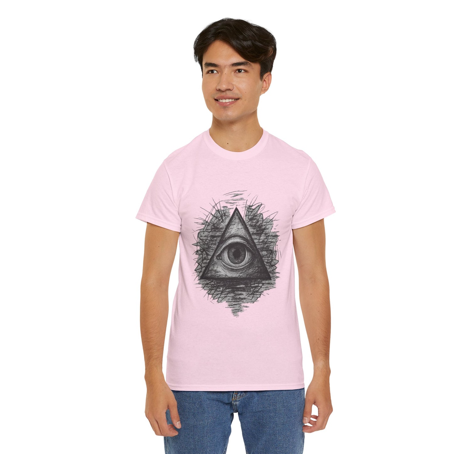 Mystic All-Seeing Eye Tee, Unisex Heavy Cotton Shirt, Occult Symbol T-Shirt, Grunge Style Gift, Esoteric Apparel